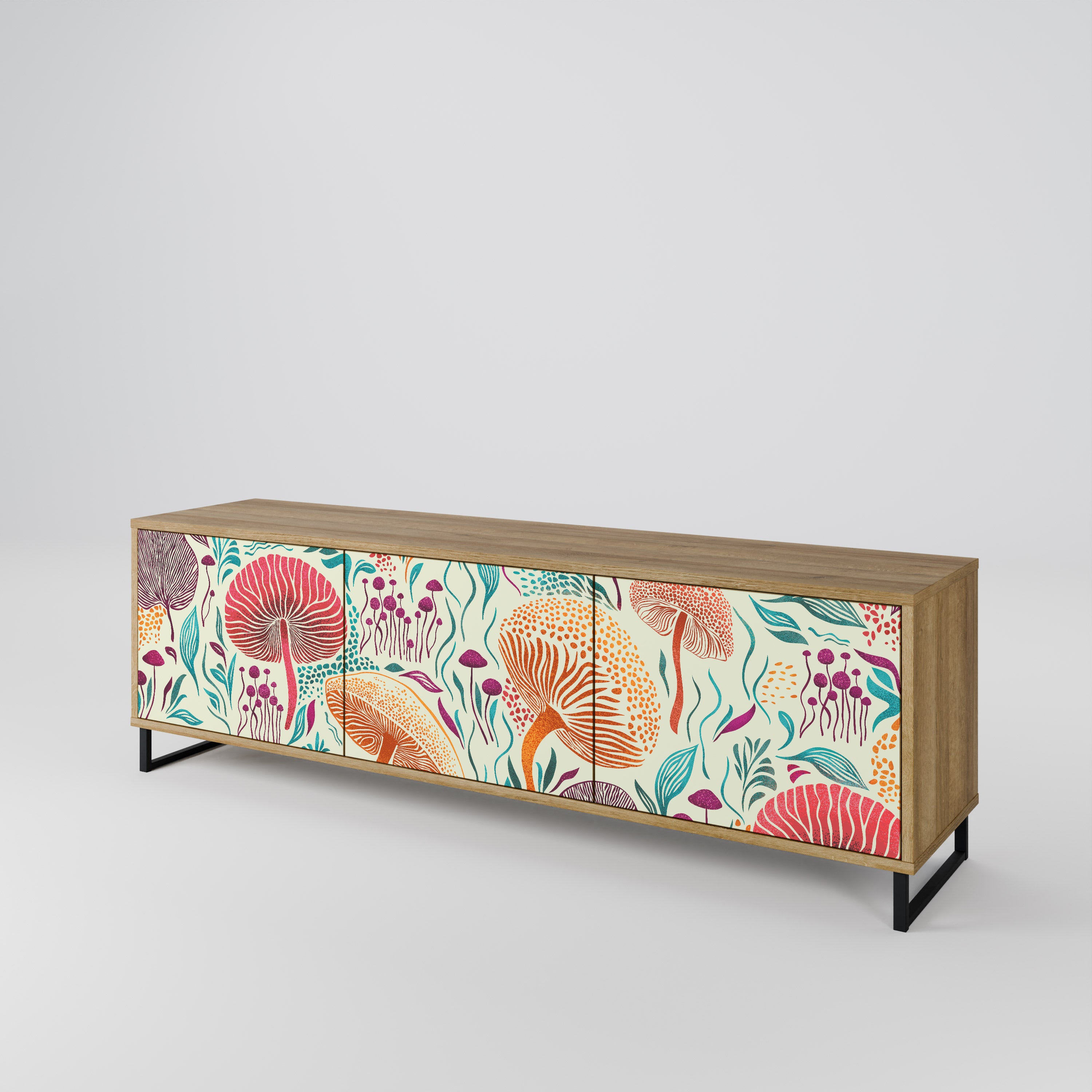 Mueble de TV FUNGUS FANTASY de 3 puertas con efecto roble