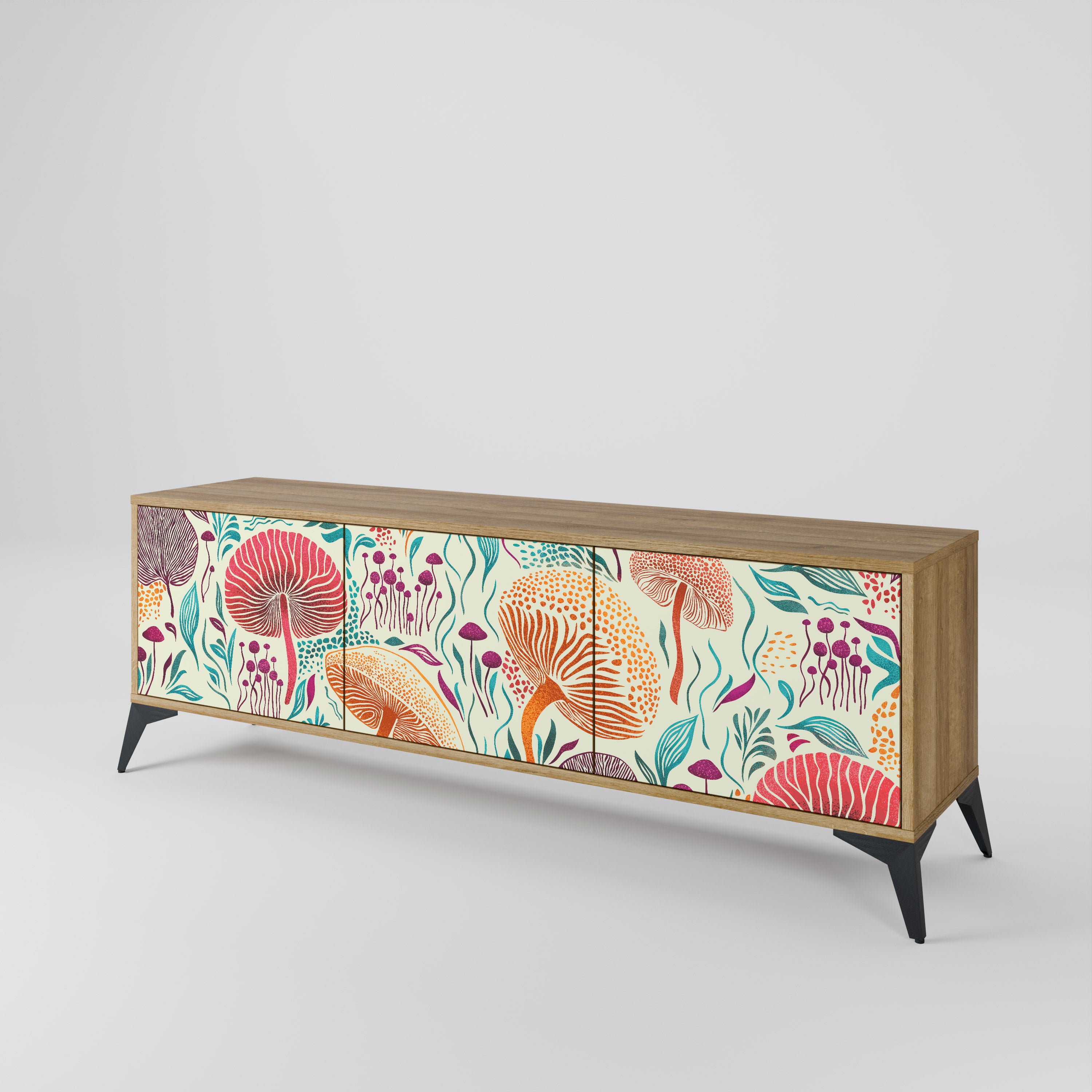 Mueble de TV FUNGUS FANTASY de 3 puertas con efecto roble