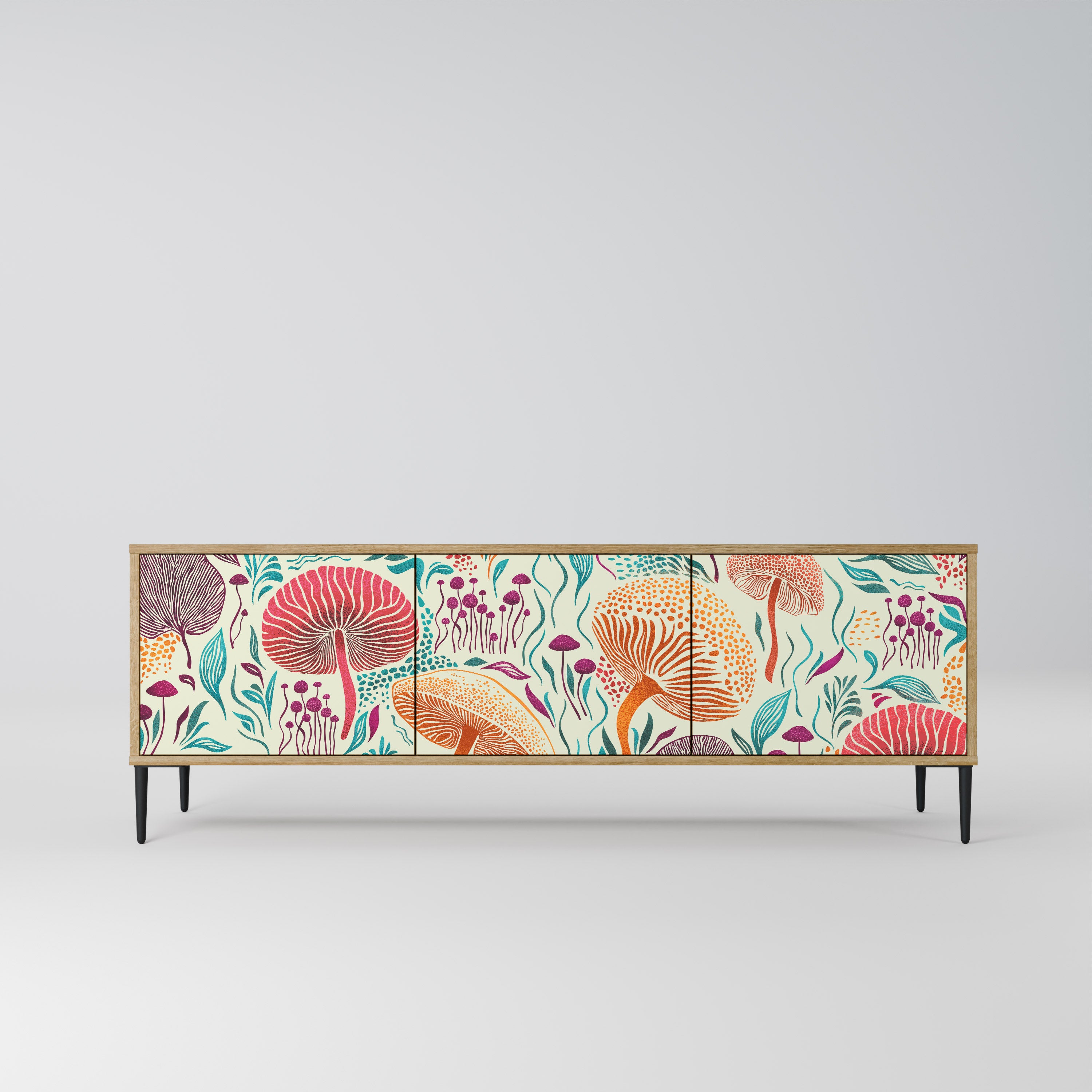 Mueble de TV FUNGUS FANTASY de 3 puertas con efecto roble