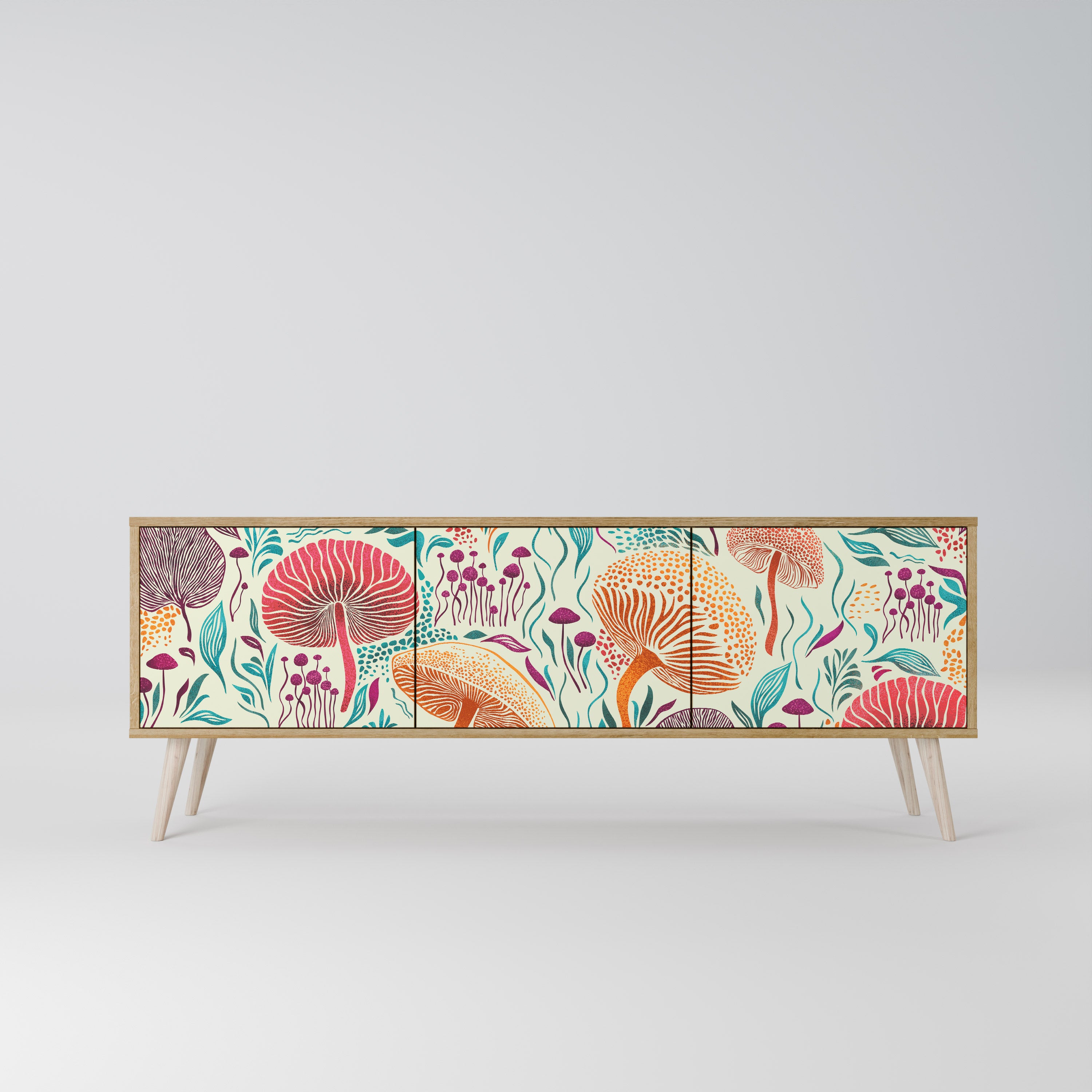 Mueble de TV FUNGUS FANTASY de 3 puertas con efecto roble
