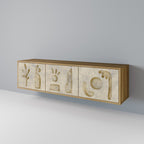 SAND SCULPTURES 3-Door TV Stand in Oak Effect