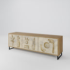 SAND SCULPTURES 3-Door TV Stand in Oak Effect