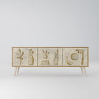 SAND SCULPTURES 3-Door TV Stand in Oak Effect