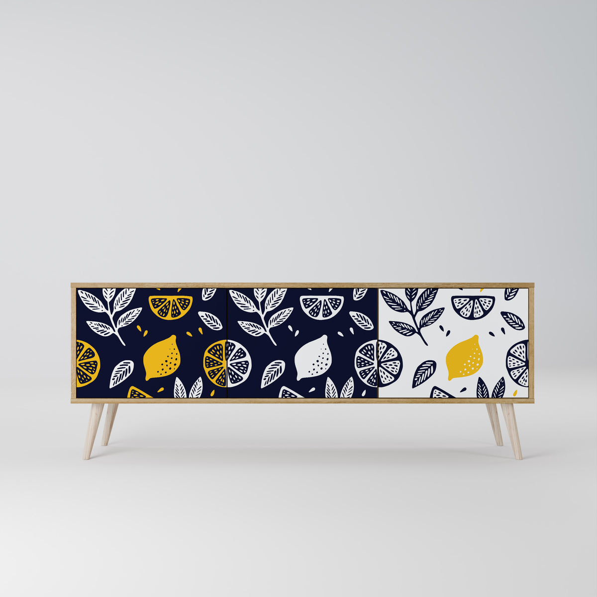 CITRUS BLACK AND WHITE Mueble de TV de 3 Puertas