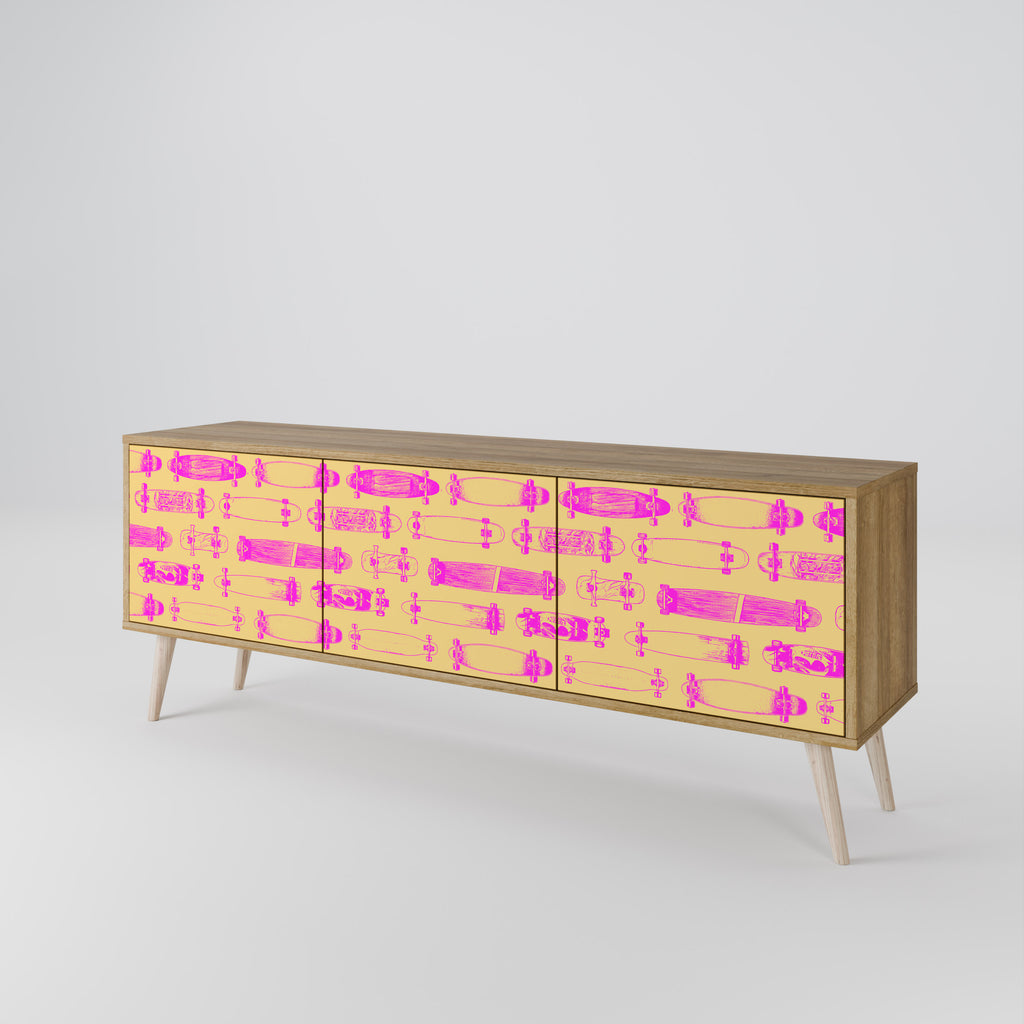 SKATEBOARD ARTISTRY Mueble de TV de 3 Puertas