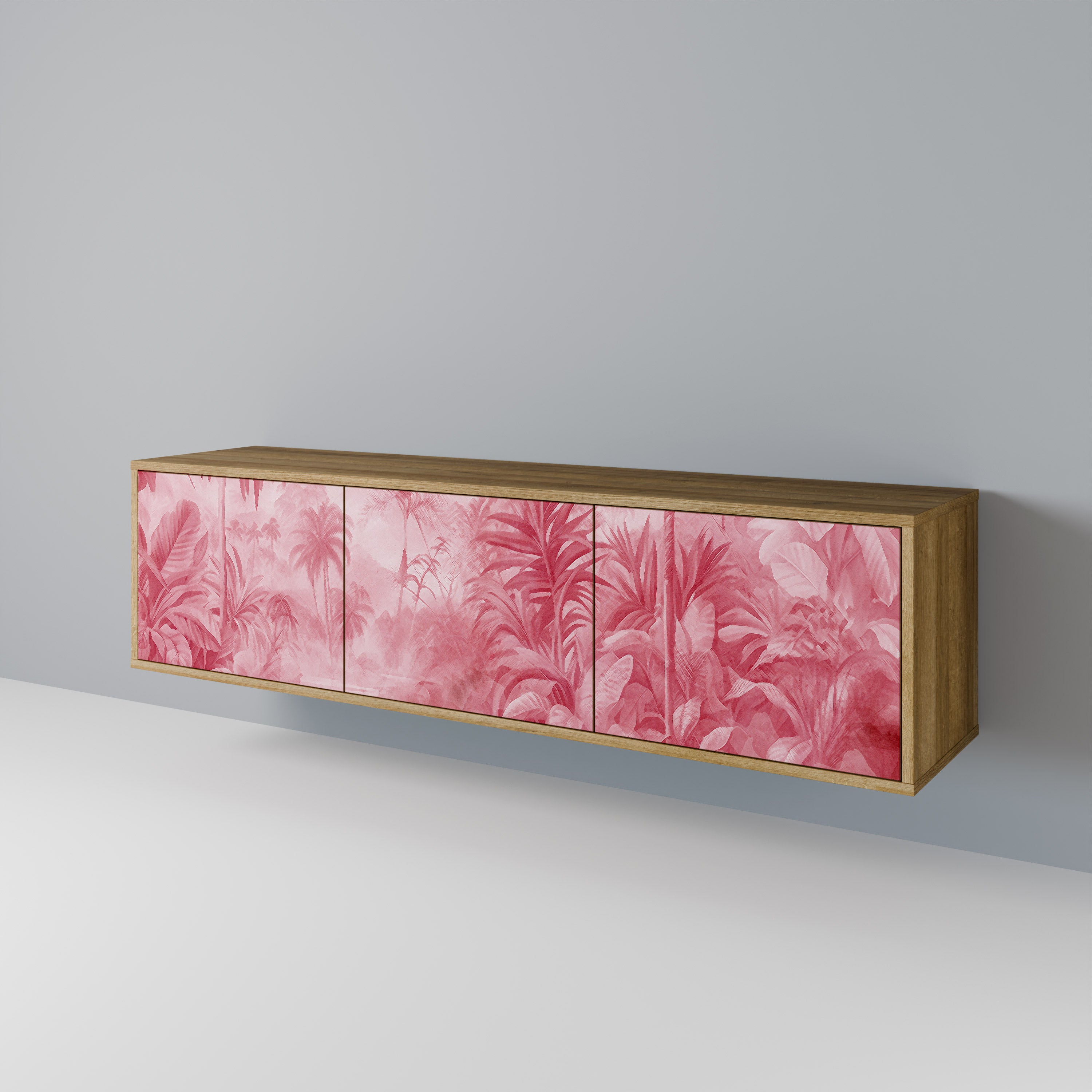 SWEET TROPICS Mueble de TV de 3 puertas con efecto roble