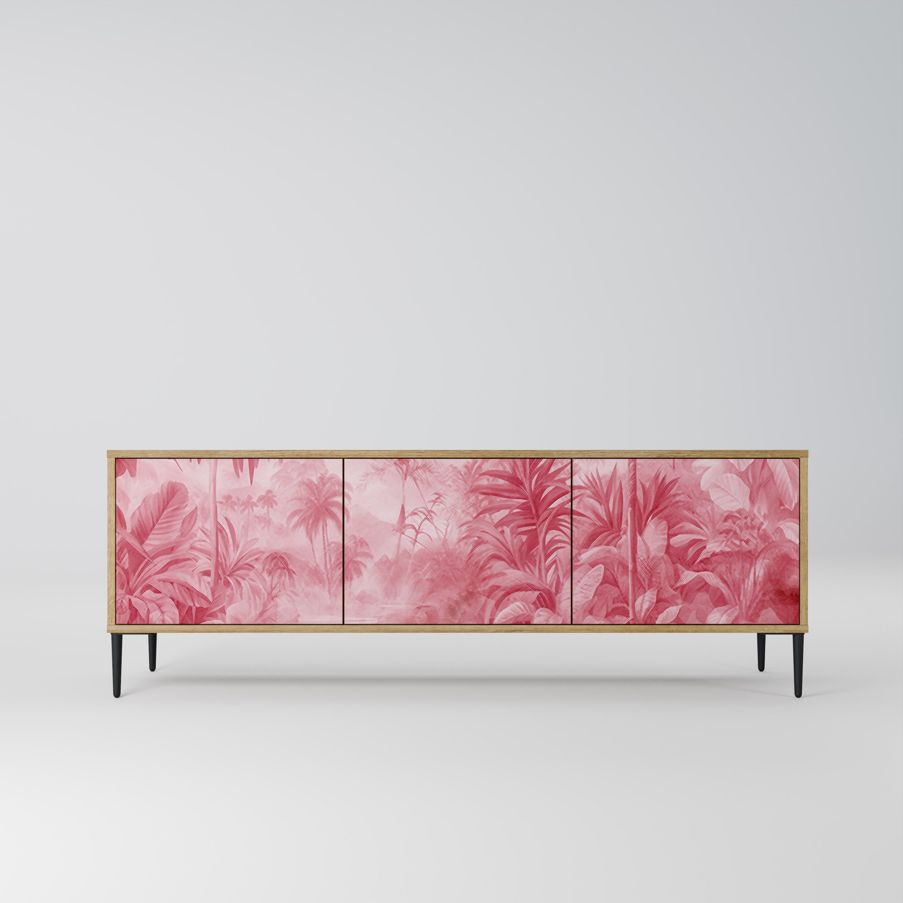 SWEET TROPICS Mueble de TV de 3 puertas con efecto roble