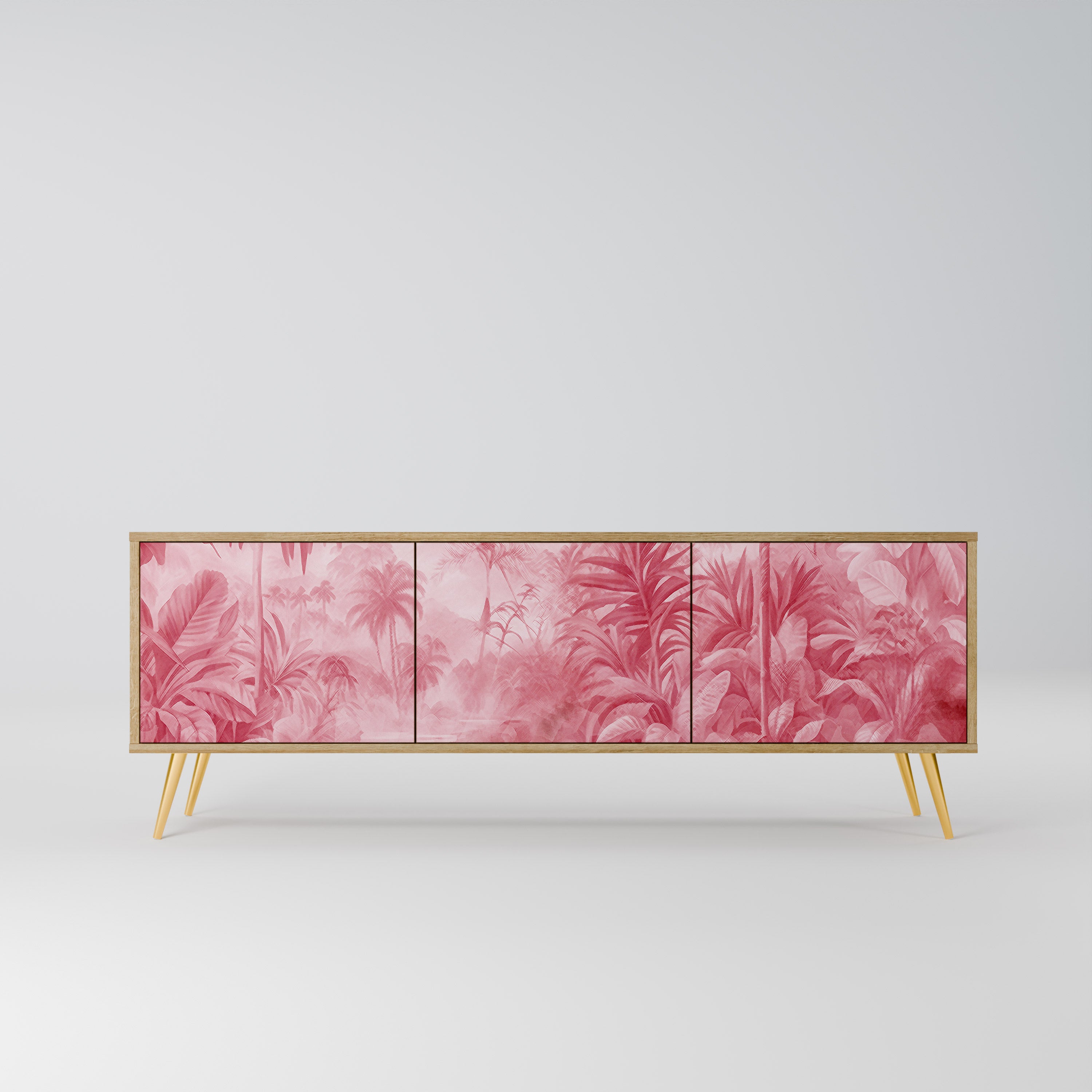 SWEET TROPICS Mueble de TV de 3 puertas con efecto roble