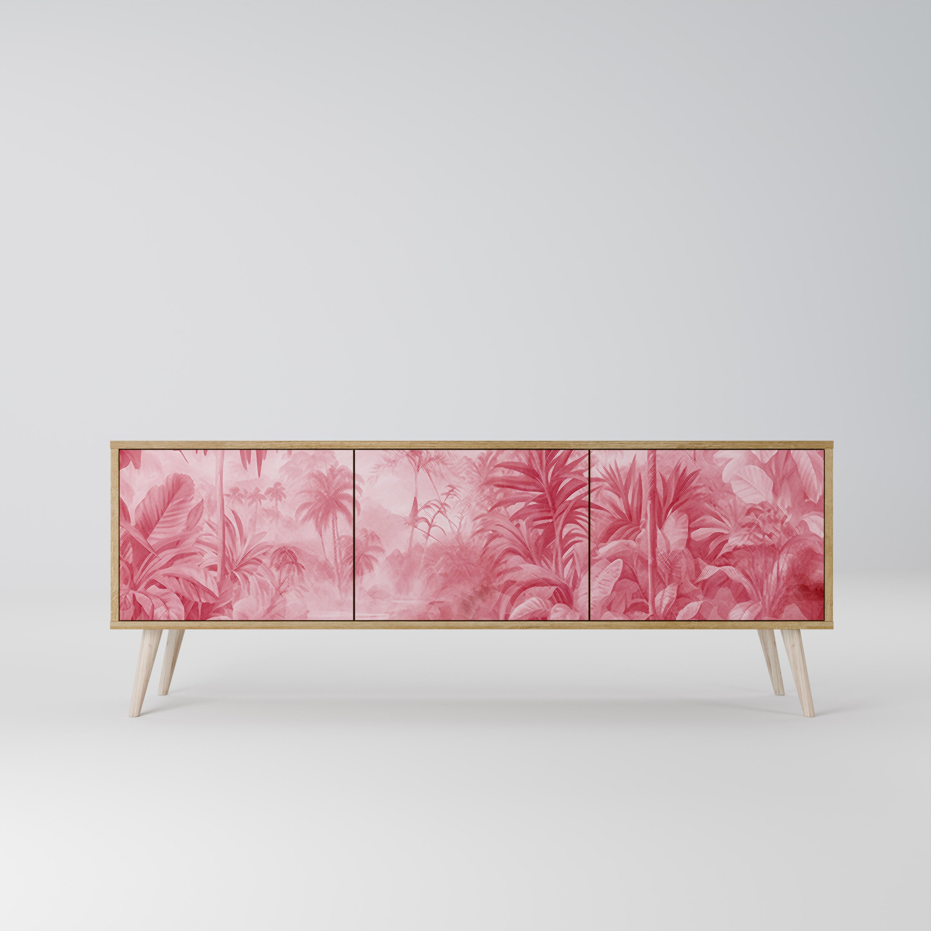 SWEET TROPICS Mueble de TV de 3 puertas con efecto roble