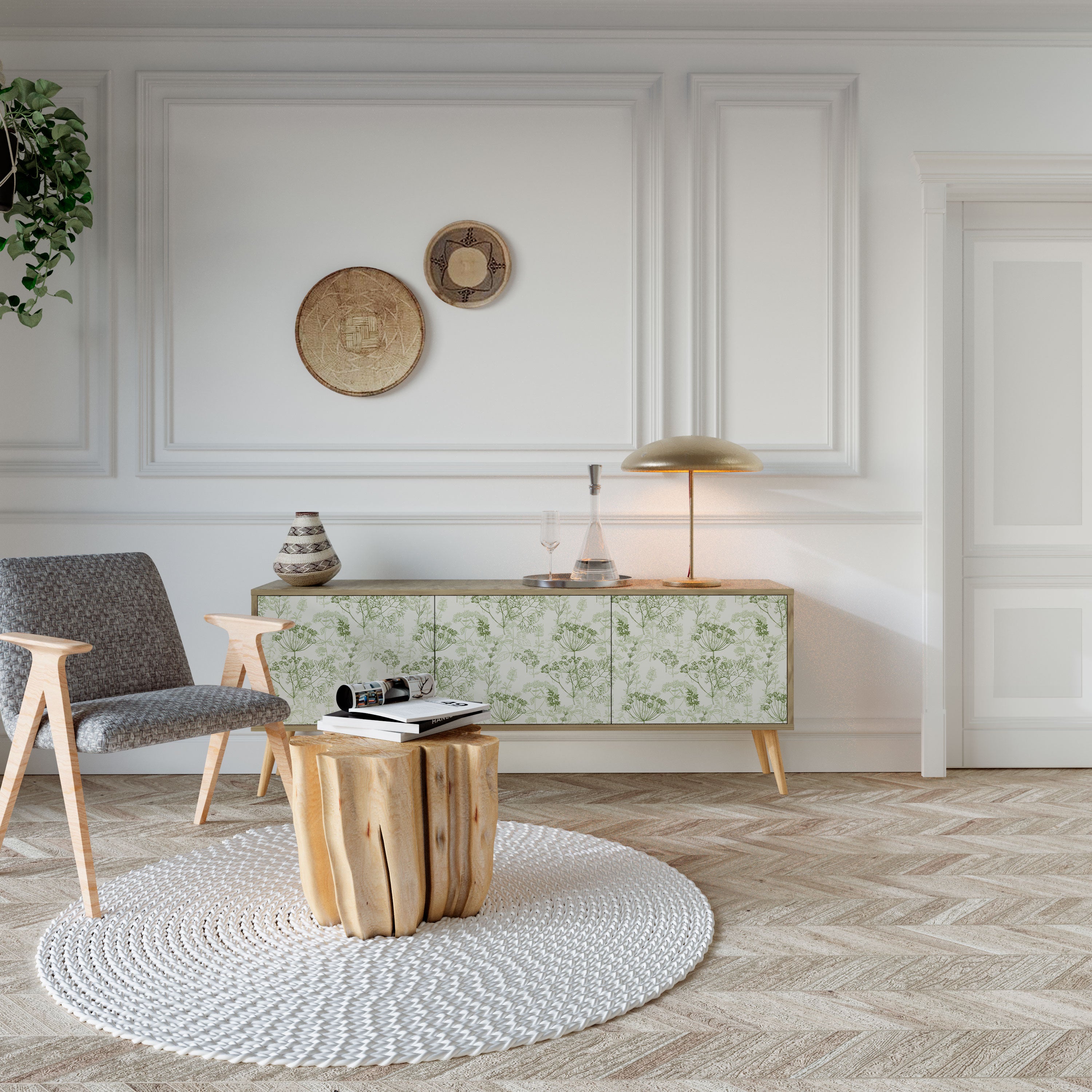 FENNEL BALDACHIN Mueble TV de 3 puertas efecto roble