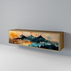 OMINOUS MOUNTAINS 3-Door TV Stand in Oak Effect