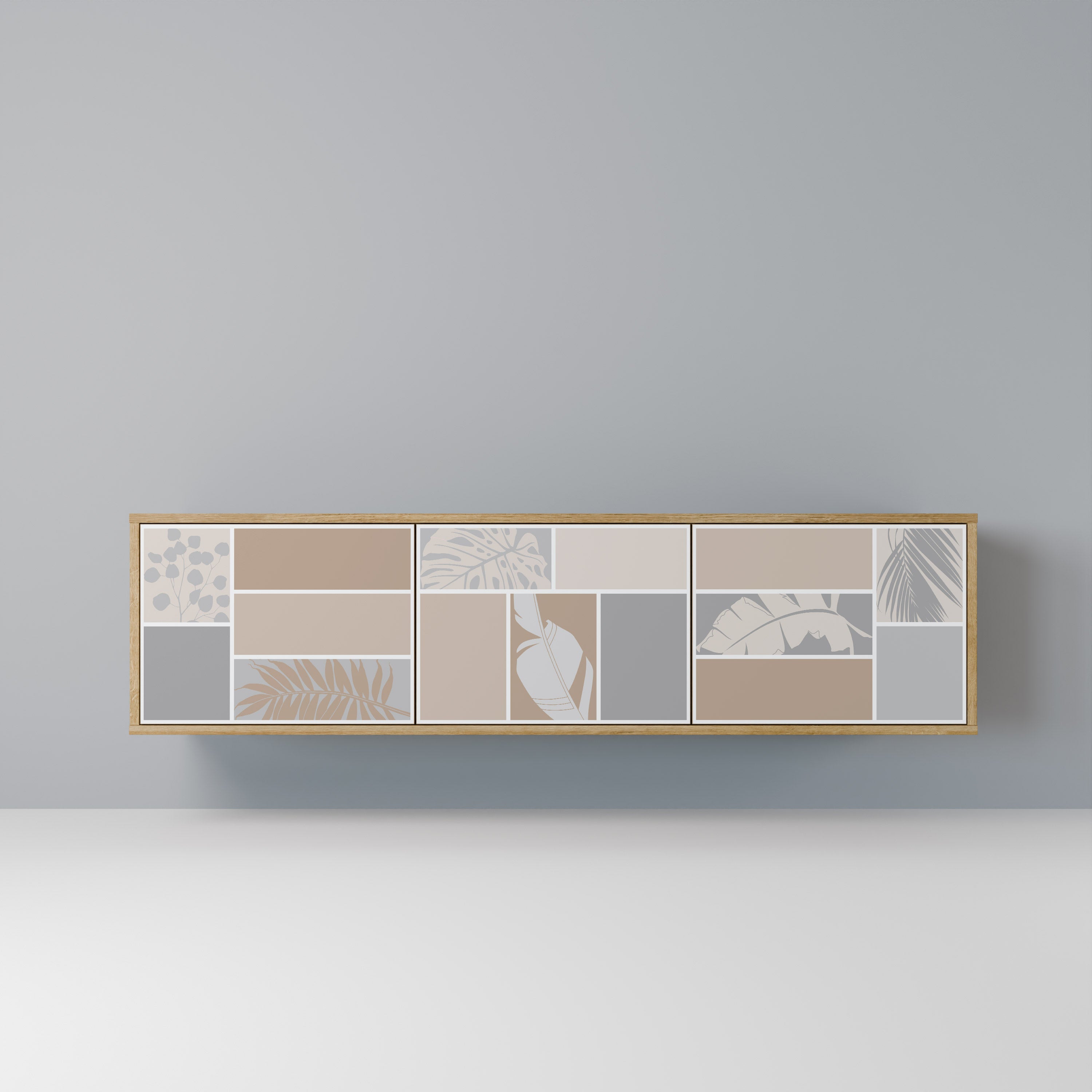 Mueble de TV de 3 puertas TROPICAL SHAPES con efecto roble