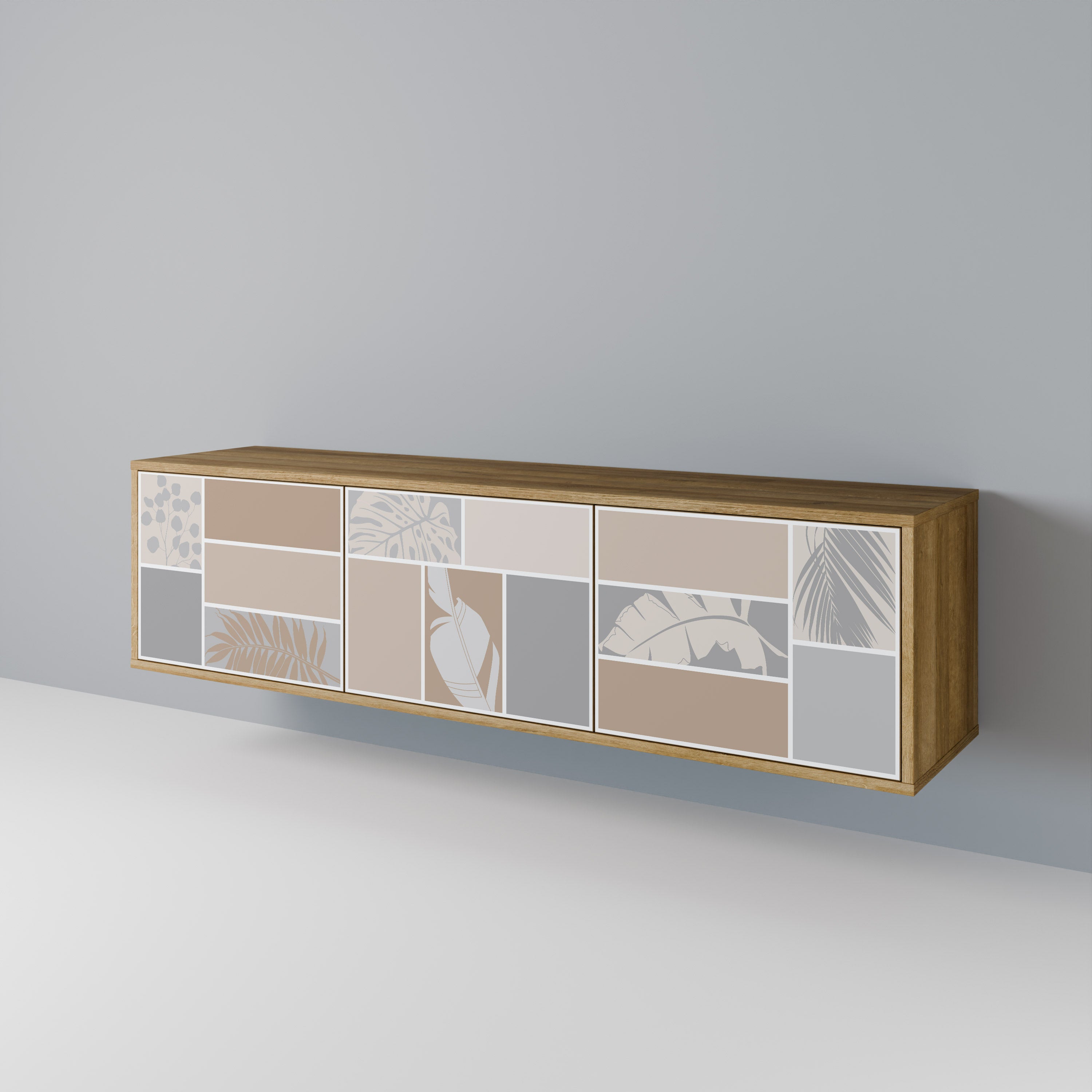 Mueble de TV de 3 puertas TROPICAL SHAPES con efecto roble
