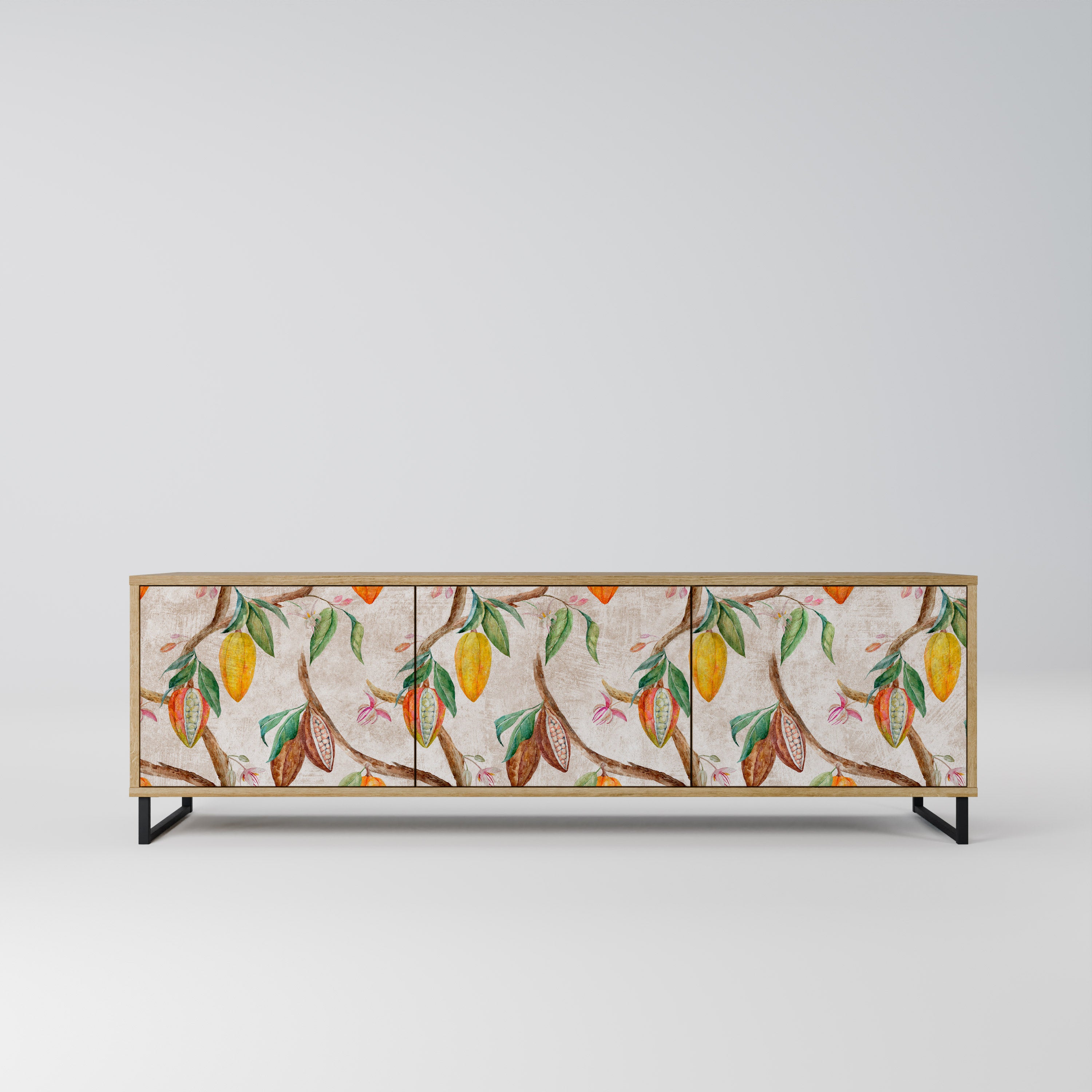 Mueble de TV de 3 puertas COCOA FRUITS con efecto roble