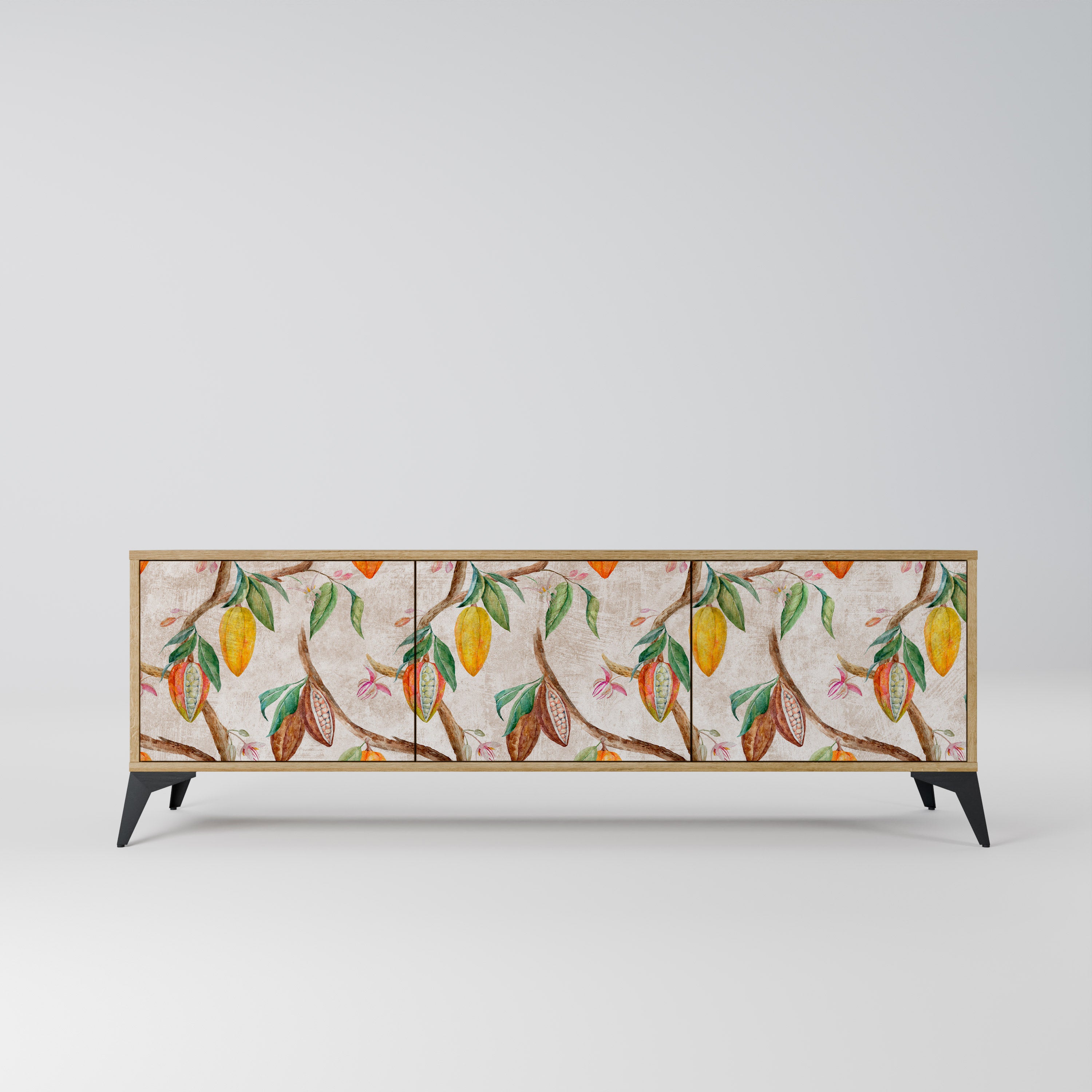 Mueble de TV de 3 puertas COCOA FRUITS con efecto roble