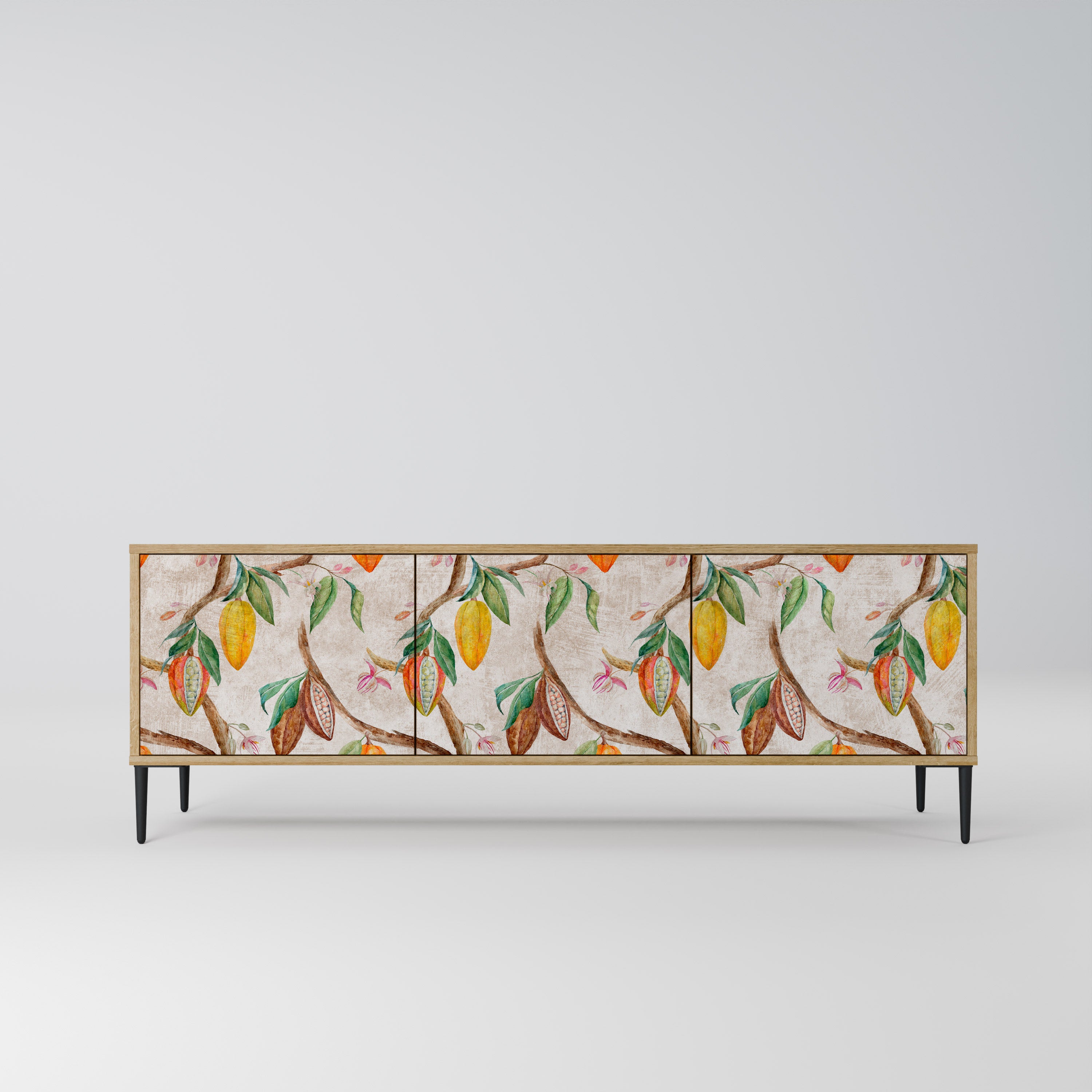 Mueble de TV de 3 puertas COCOA FRUITS con efecto roble