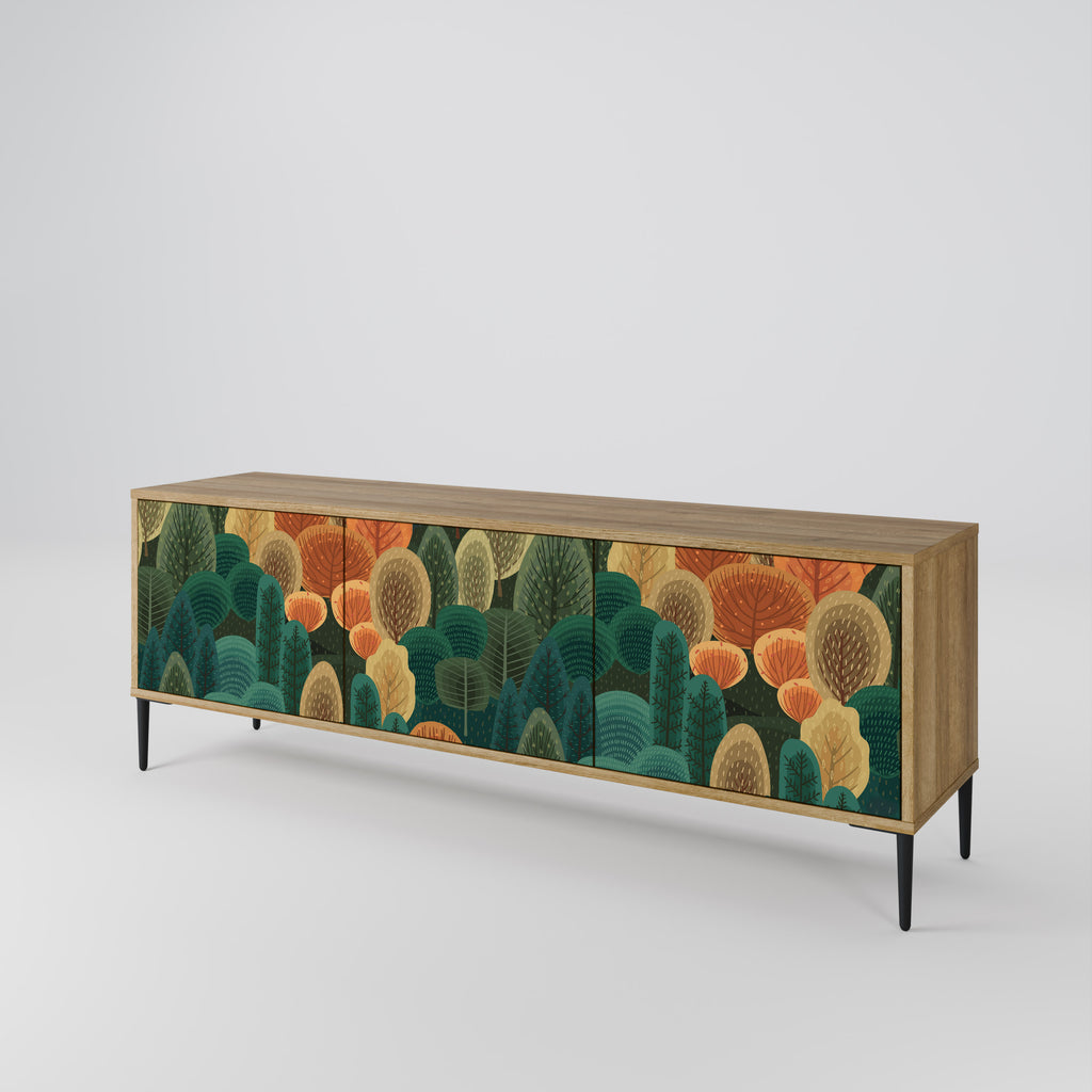Mueble de TV de 3 puertas AUTUMN KALEIDOSCOPE con efecto roble