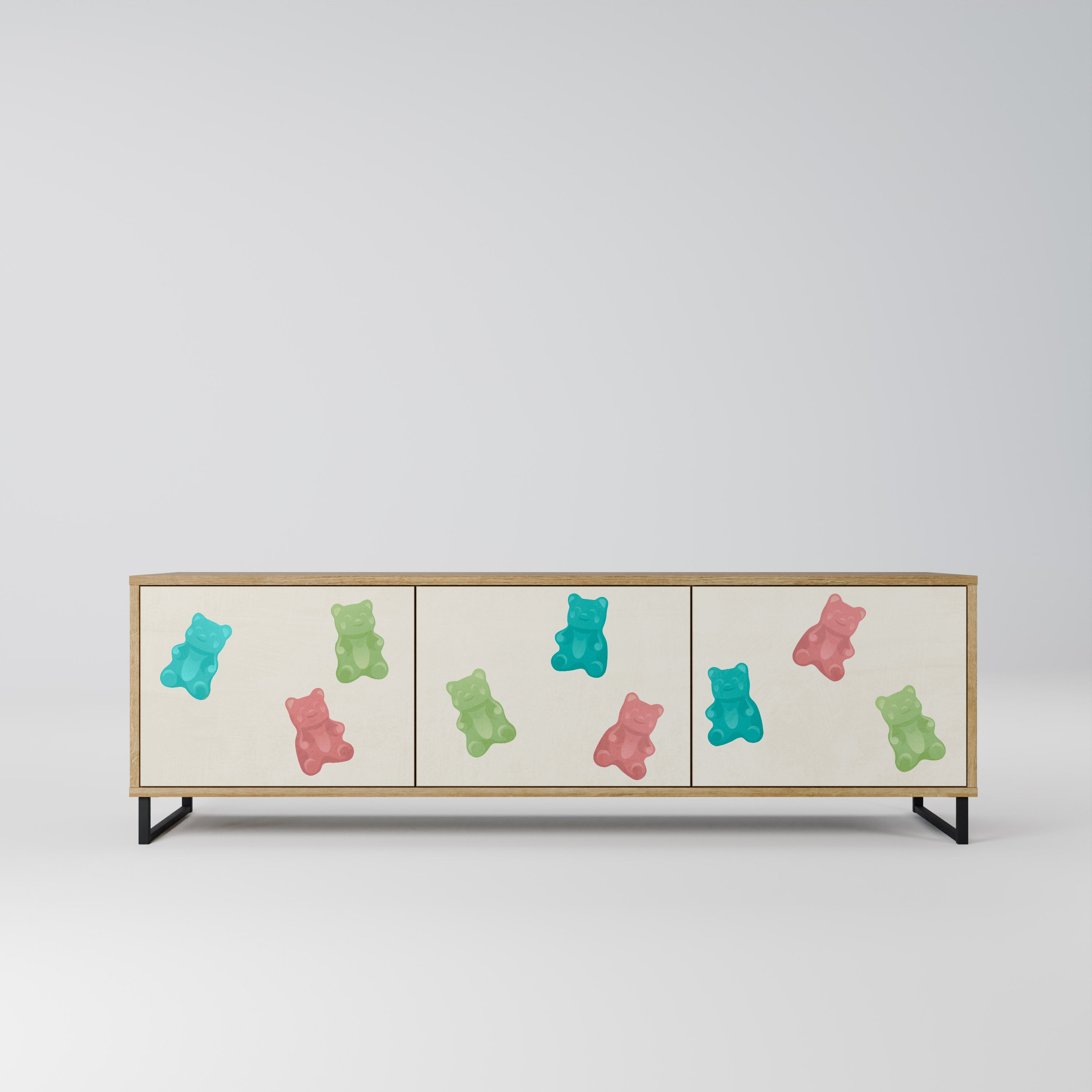 Mueble de TV de 3 puertas GUMMY BEARS con efecto roble
