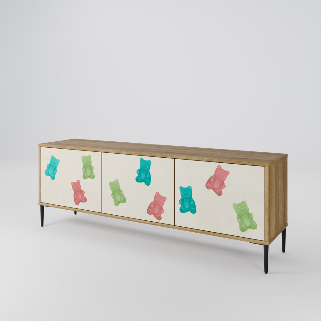 Mueble de TV de 3 puertas GUMMY BEARS con efecto roble