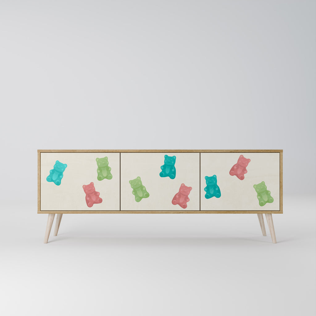 Mueble de TV de 3 puertas GUMMY BEARS con efecto roble