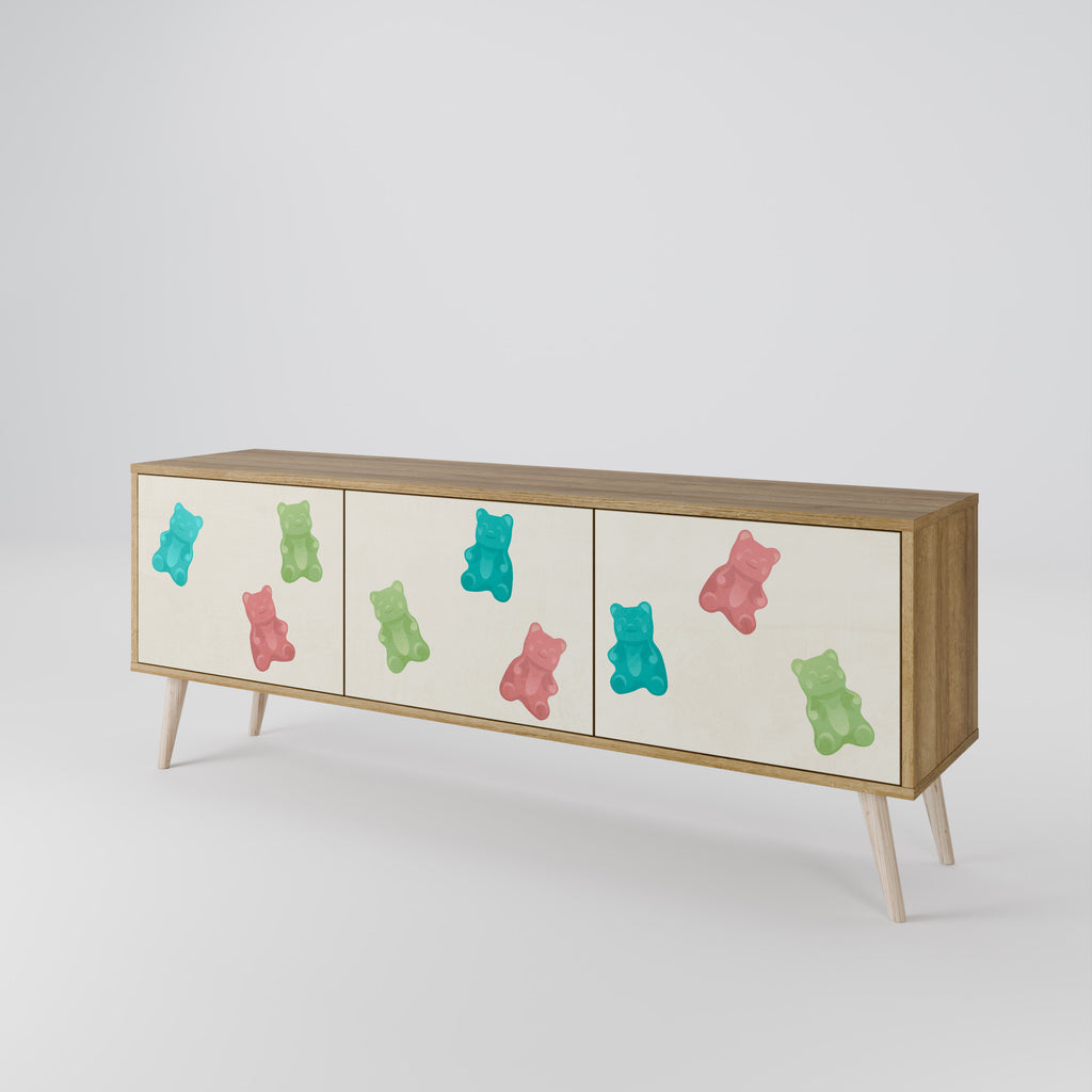Mueble de TV de 3 puertas GUMMY BEARS con efecto roble