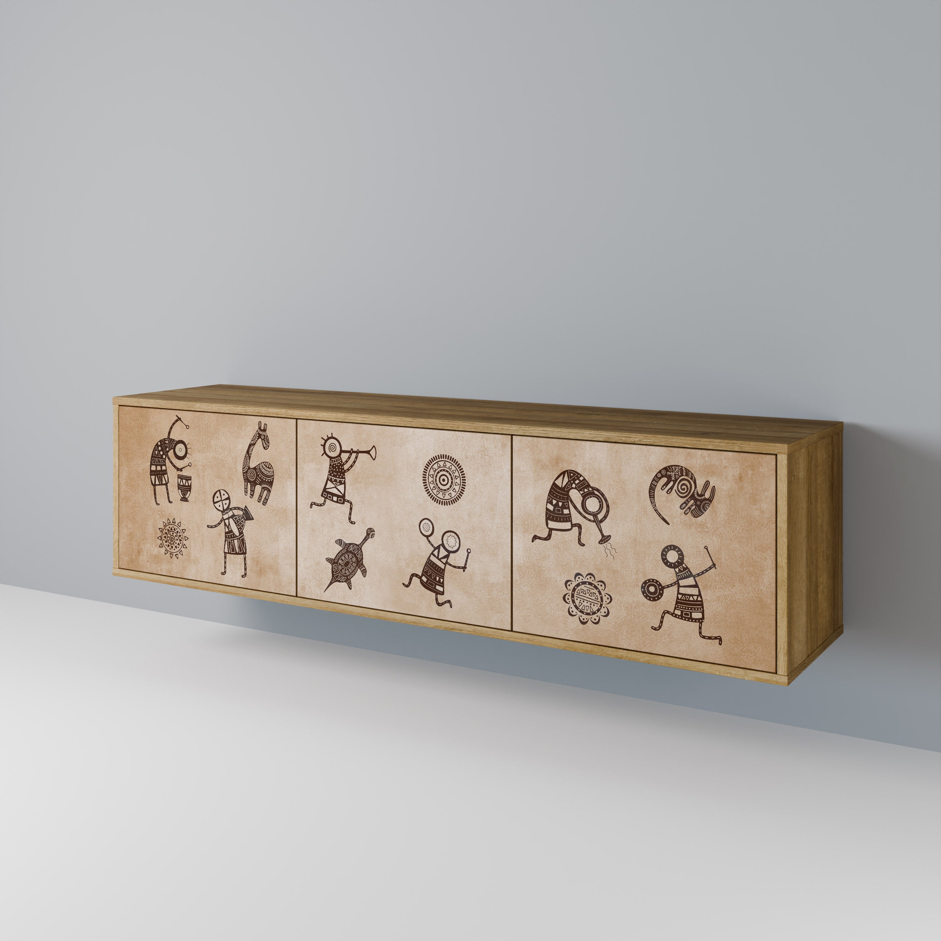 AFRICAN STYLE Mueble de TV de 3 Puertas