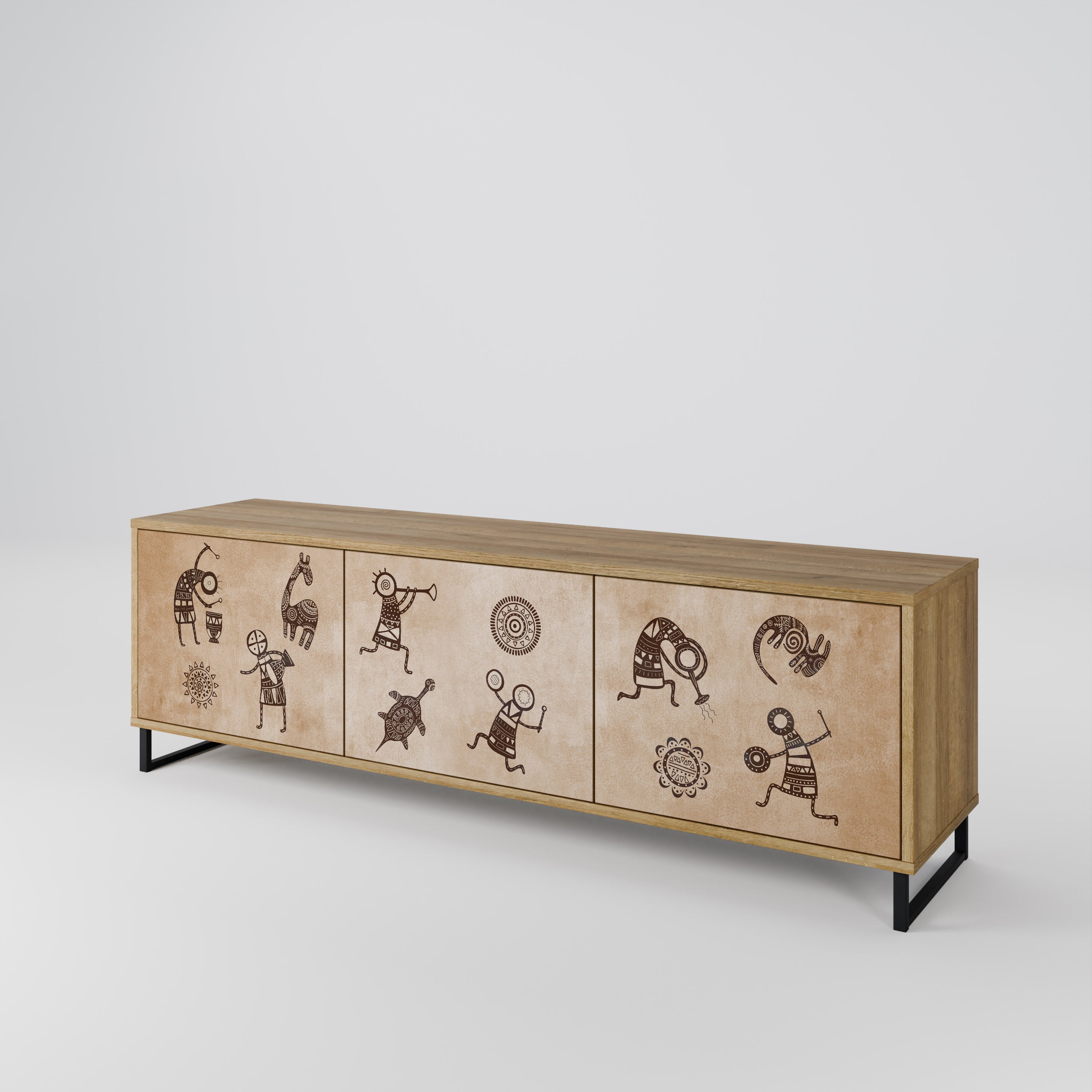 AFRICAN STYLE Mueble de TV de 3 Puertas