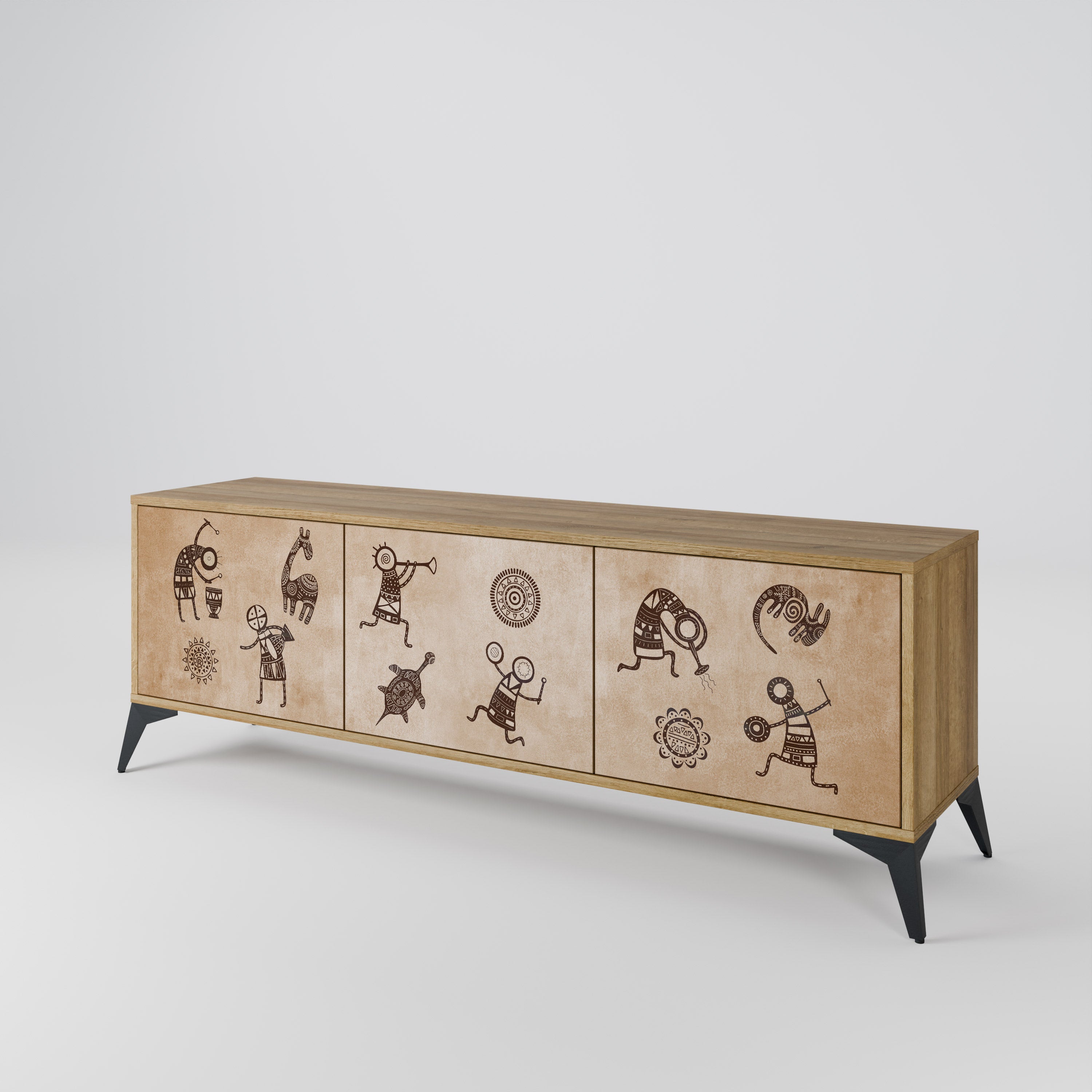 AFRICAN STYLE Mueble de TV de 3 Puertas