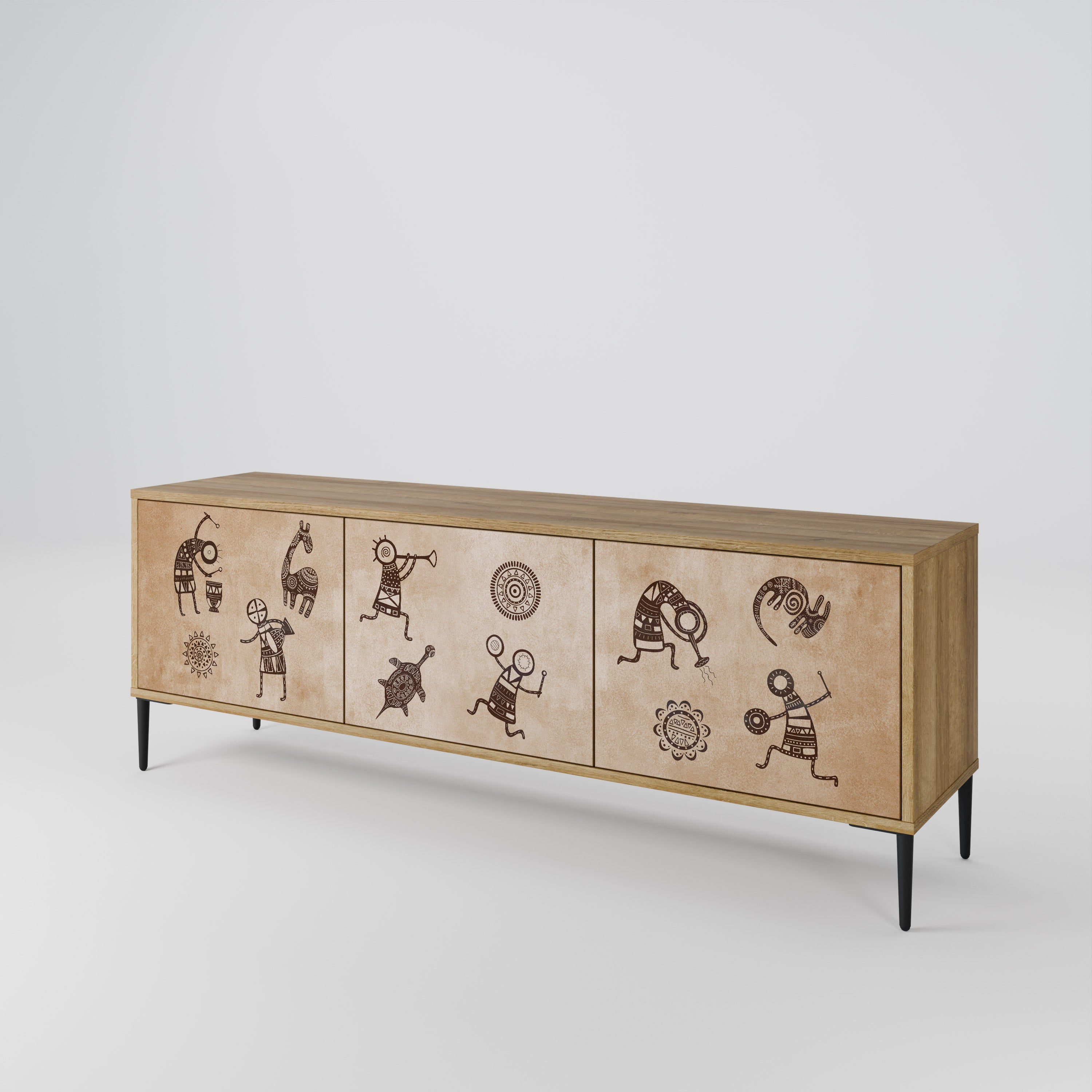 AFRICAN STYLE Mueble de TV de 3 Puertas