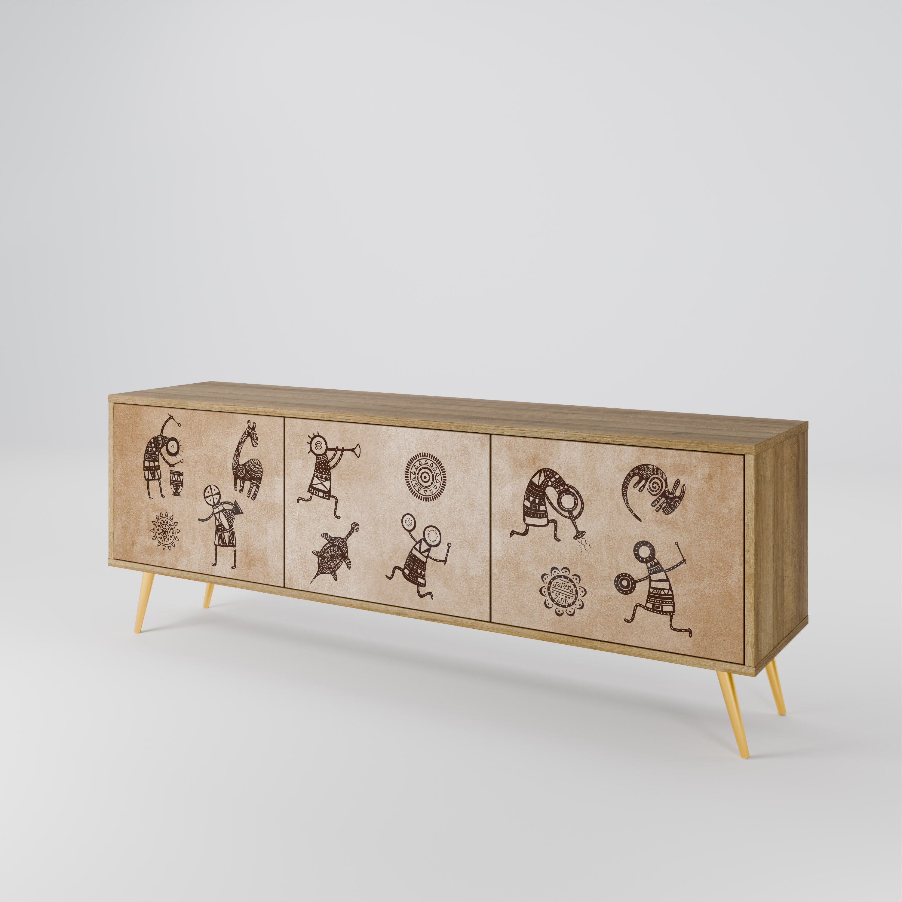 AFRICAN STYLE Mueble de TV de 3 Puertas