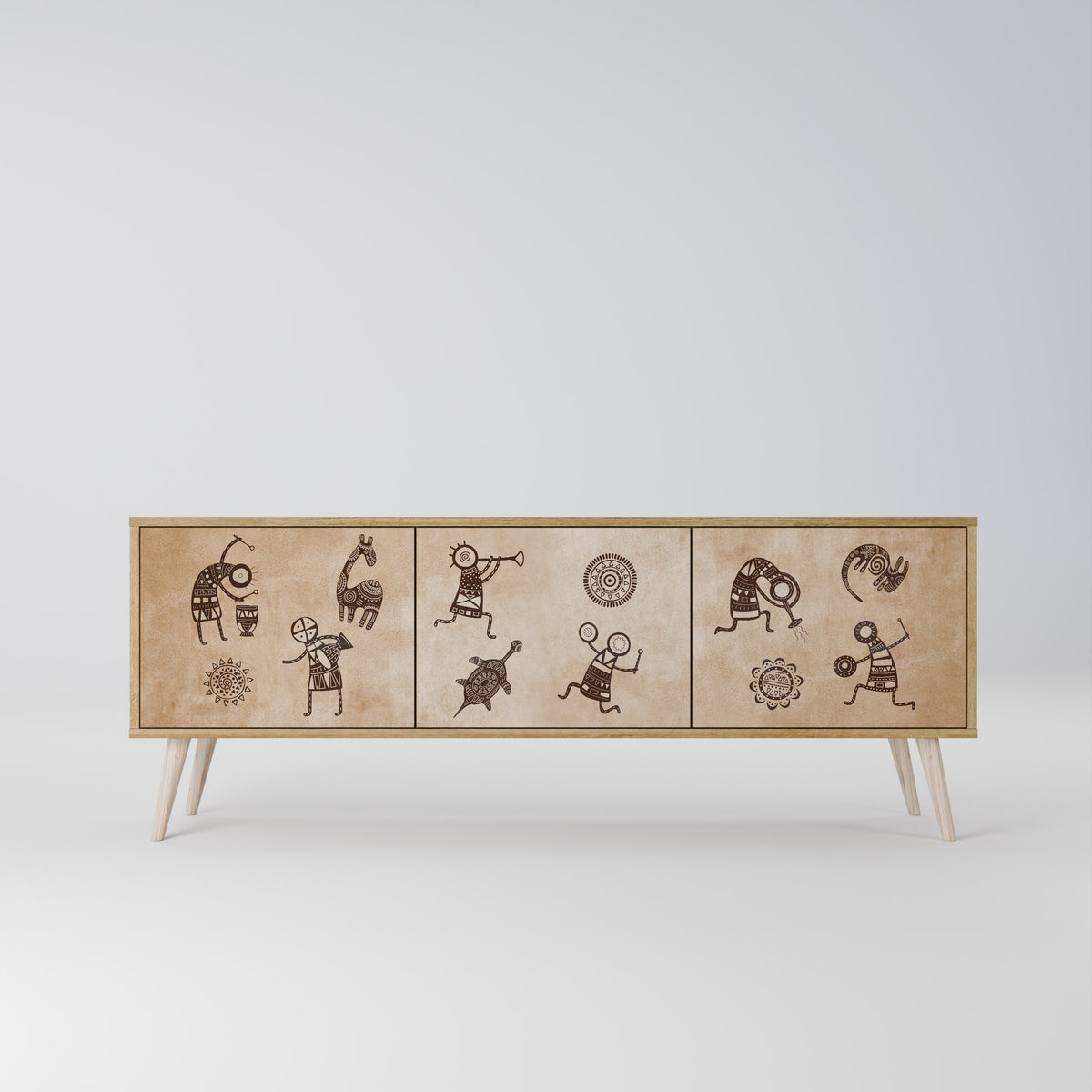 AFRICAN STYLE Mueble de TV de 3 Puertas