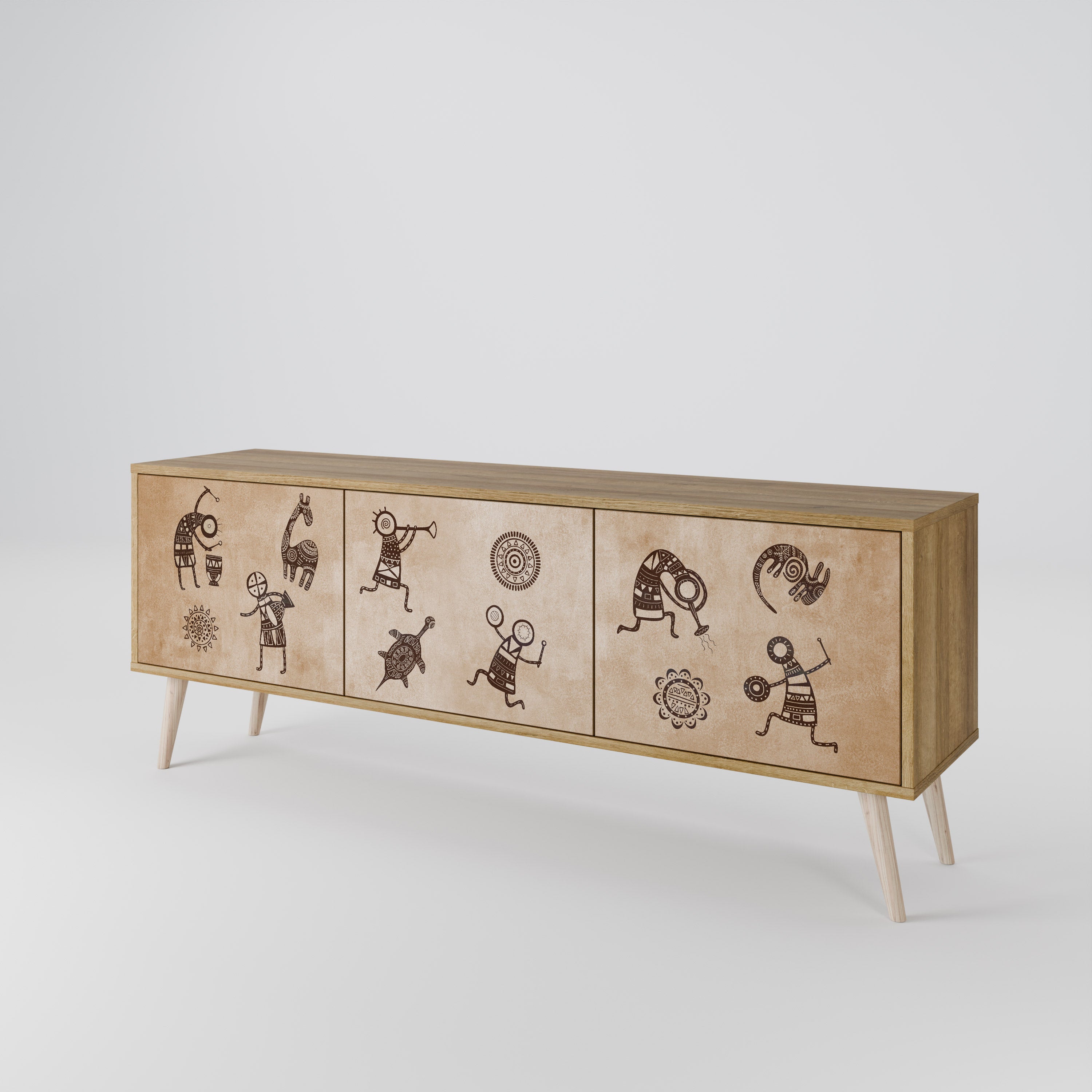 AFRICAN STYLE Mueble de TV de 3 Puertas