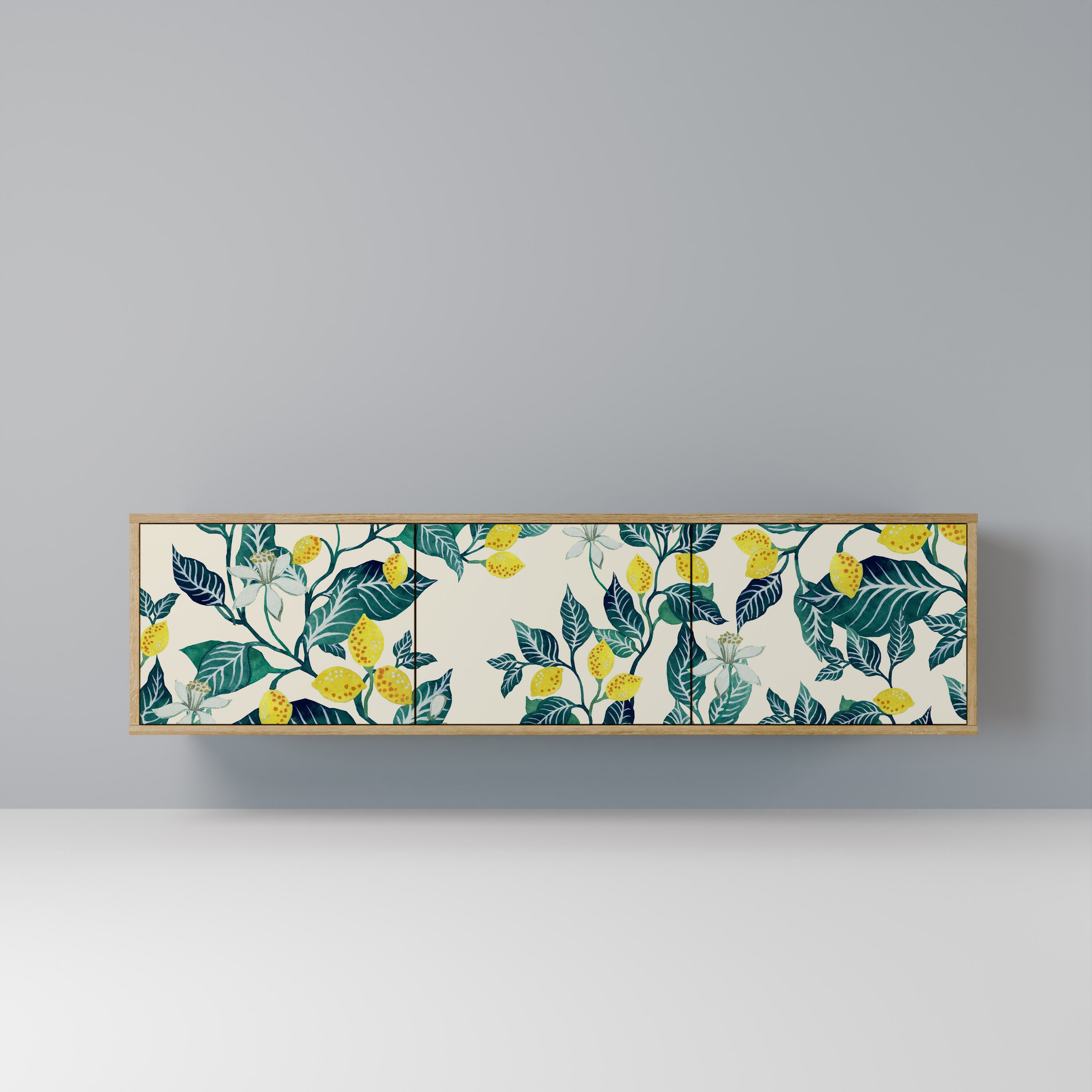 Mueble de TV de 3 puertas LEMON TREE con efecto roble