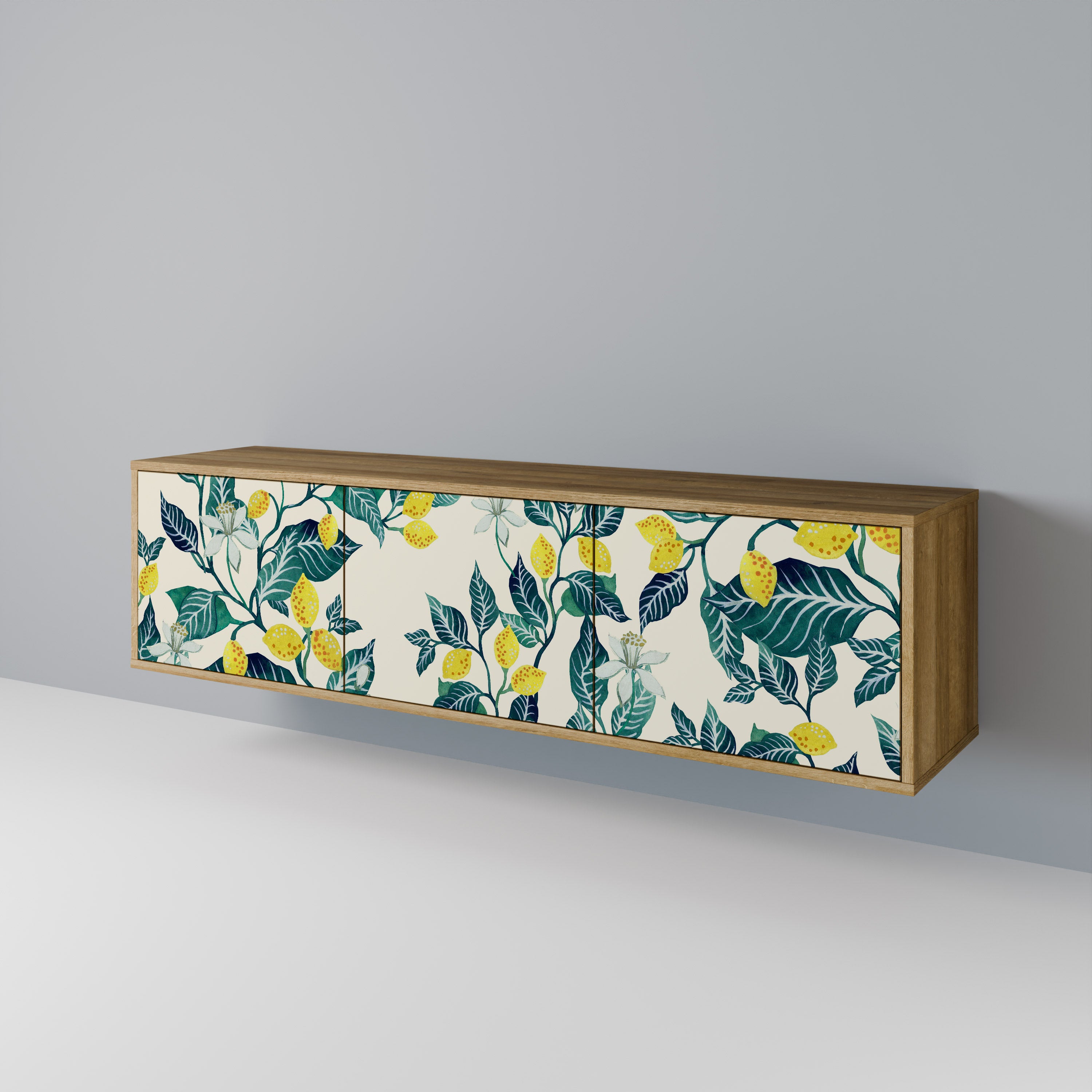 Mueble de TV de 3 puertas LEMON TREE con efecto roble