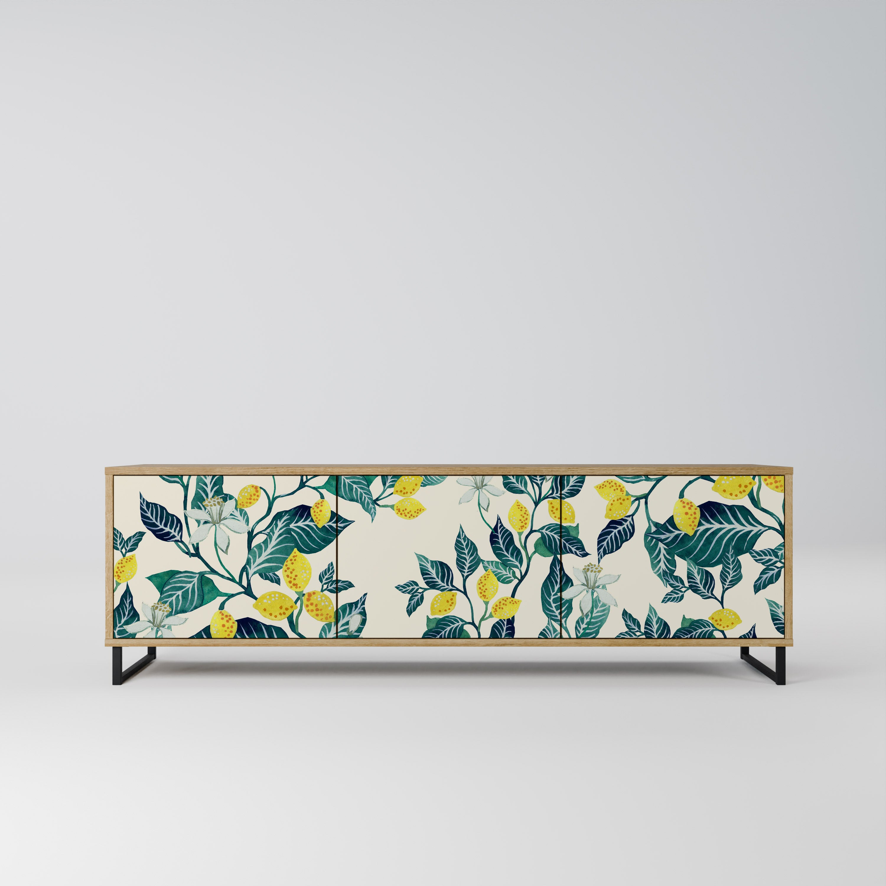Mueble de TV de 3 puertas LEMON TREE con efecto roble