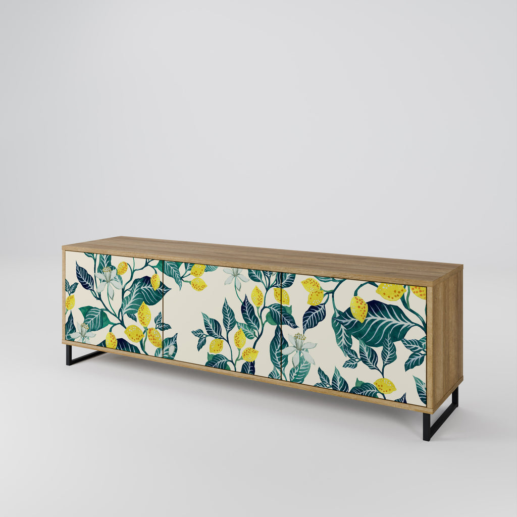 Mueble de TV de 3 puertas LEMON TREE con efecto roble