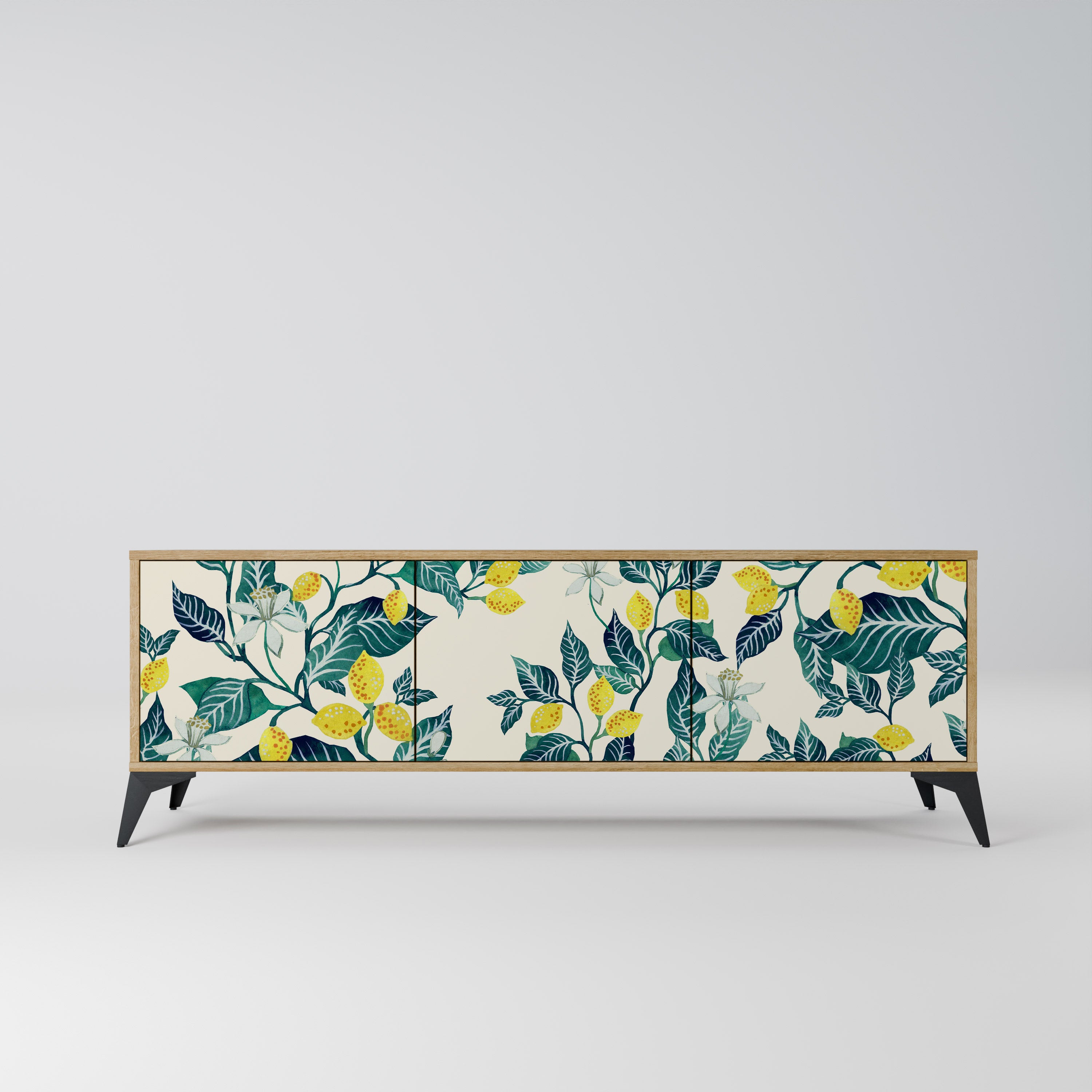 Mueble de TV de 3 puertas LEMON TREE con efecto roble
