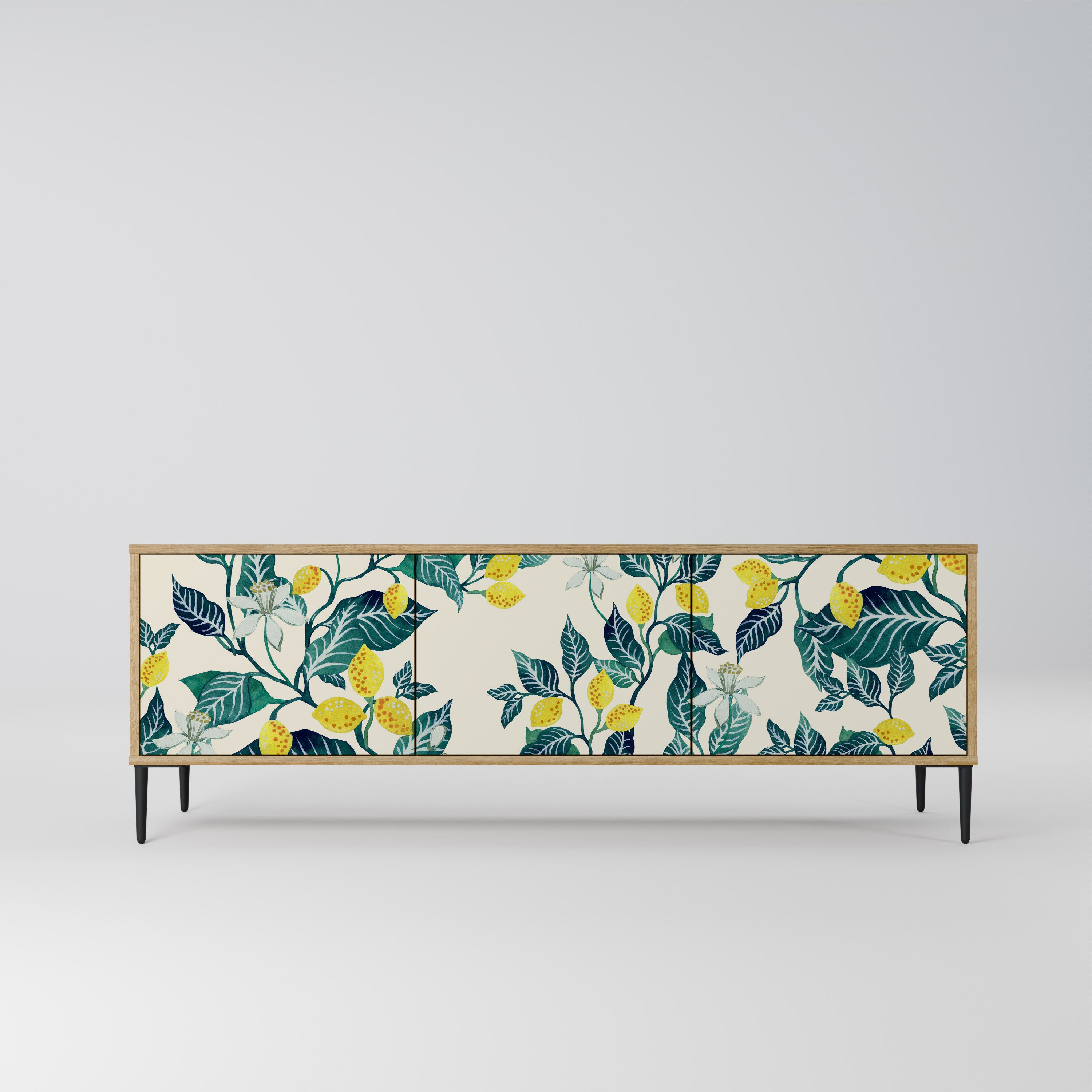 Mueble de TV de 3 puertas LEMON TREE con efecto roble
