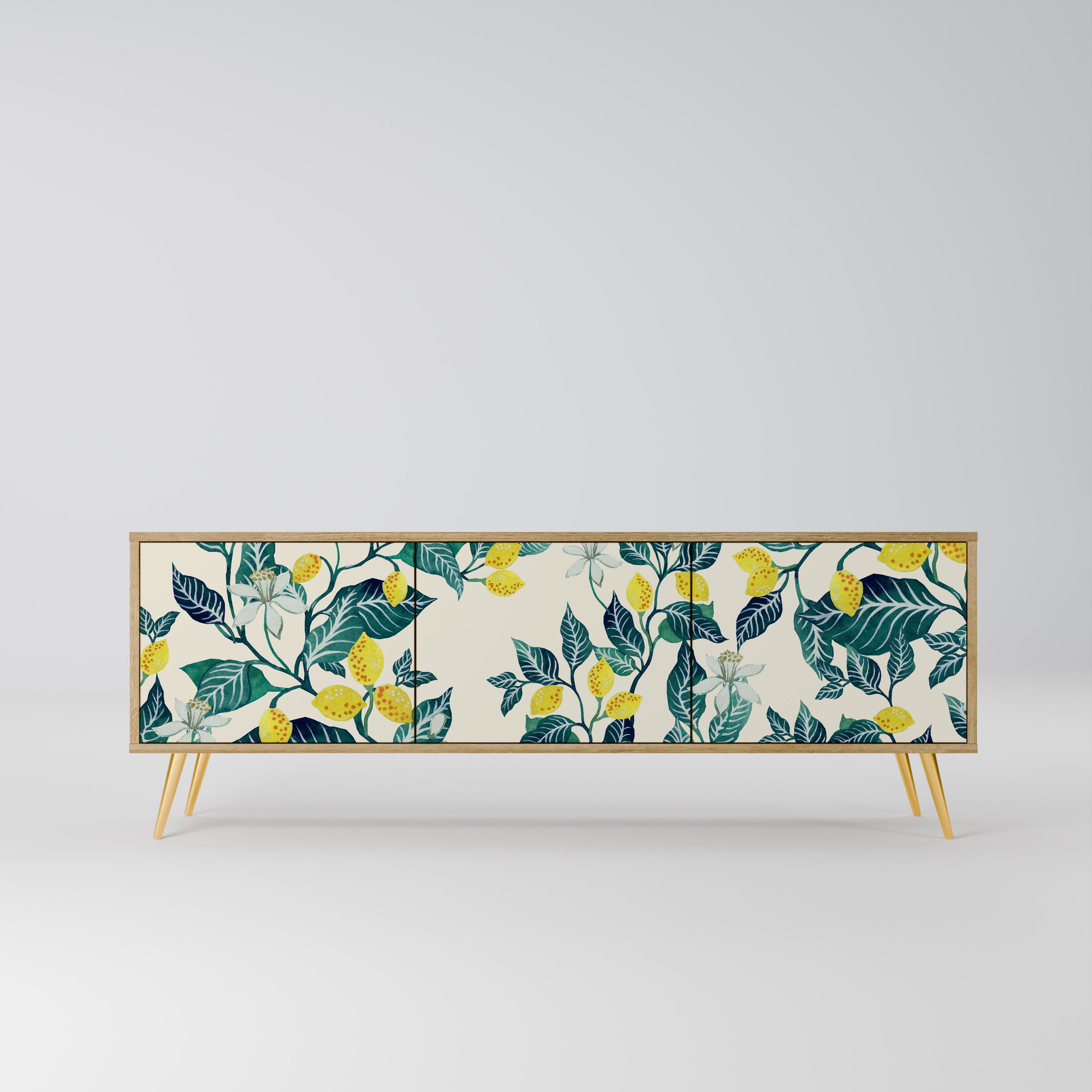 Mueble de TV de 3 puertas LEMON TREE con efecto roble