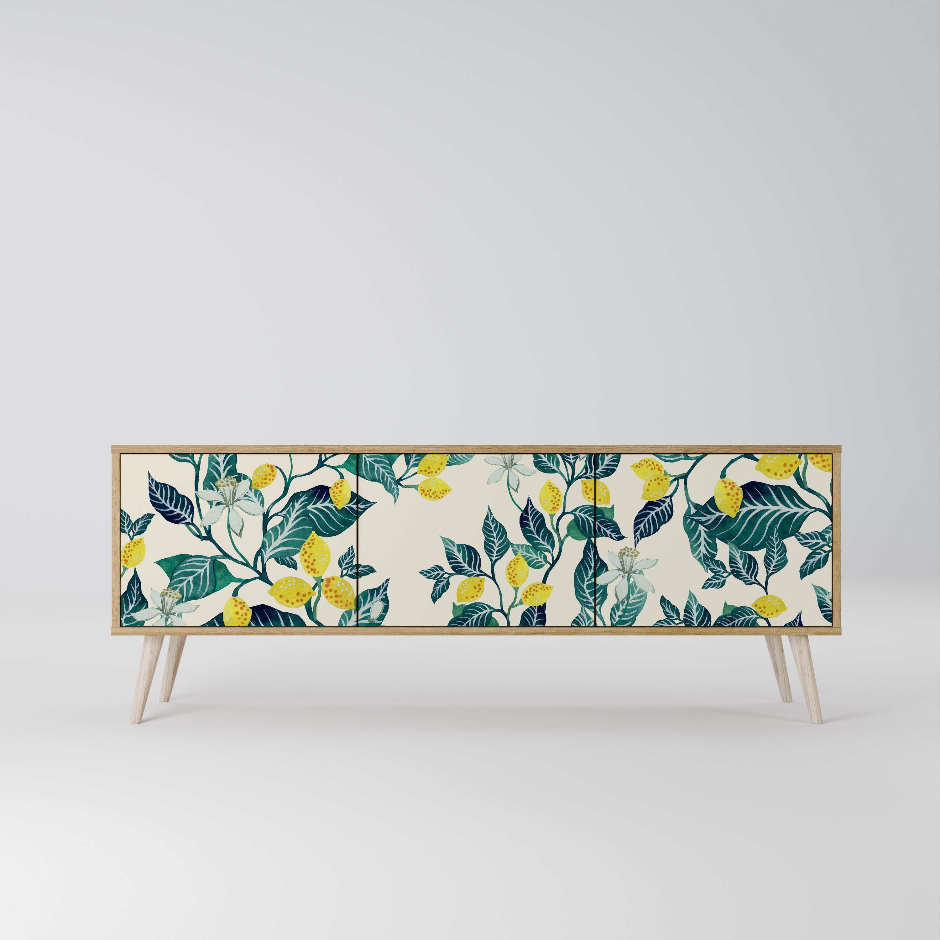 Mueble de TV de 3 puertas LEMON TREE con efecto roble