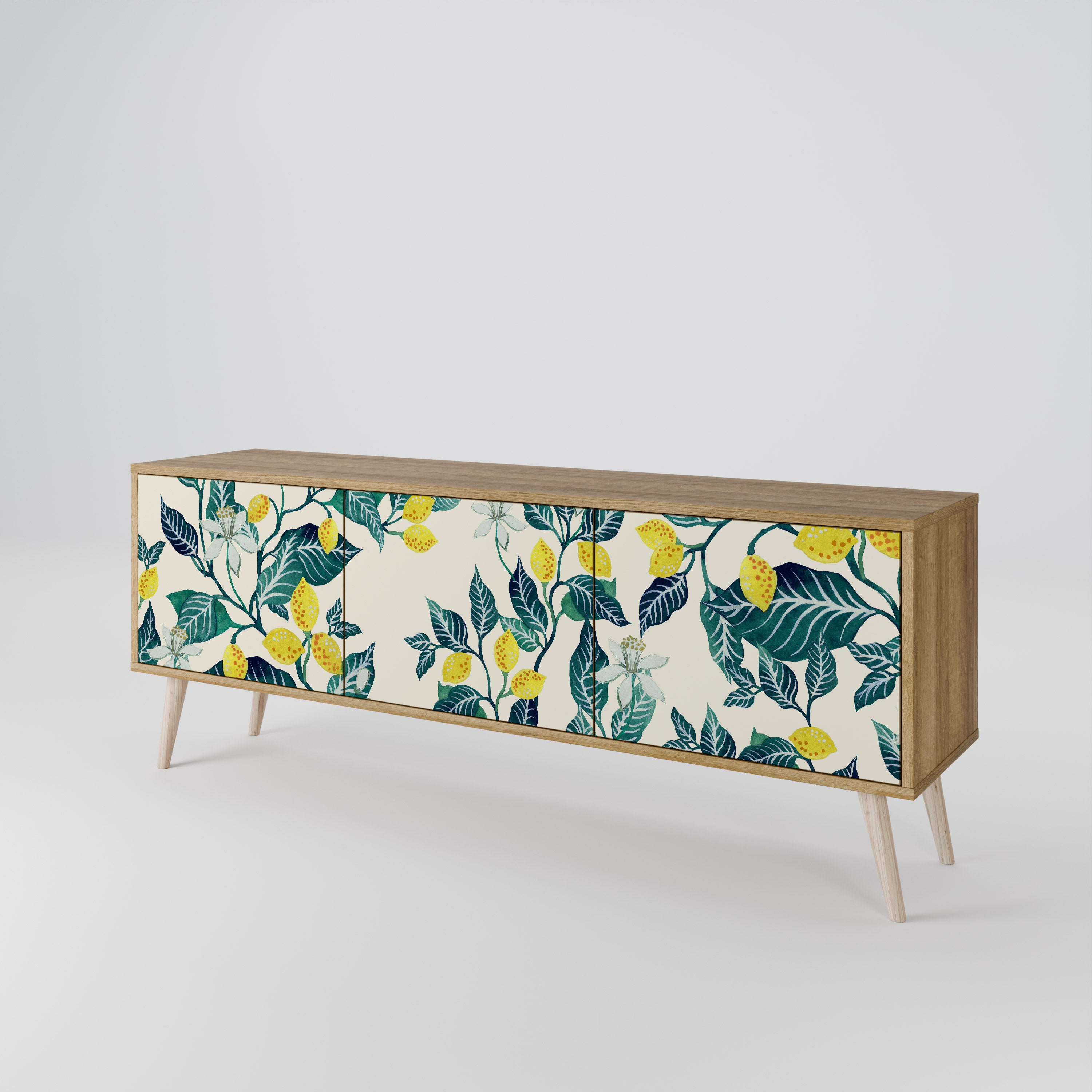 Mueble de TV de 3 puertas LEMON TREE con efecto roble