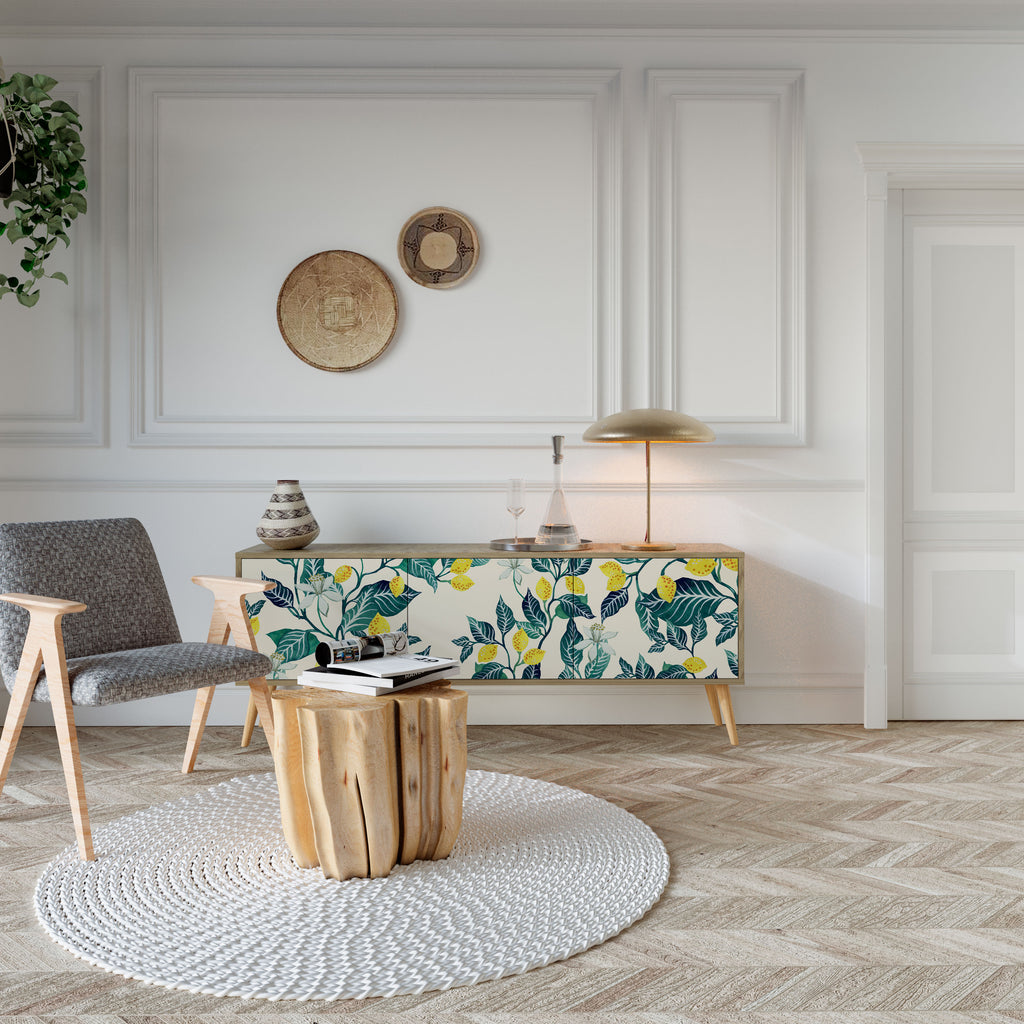 Mueble de TV de 3 puertas LEMON TREE con efecto roble