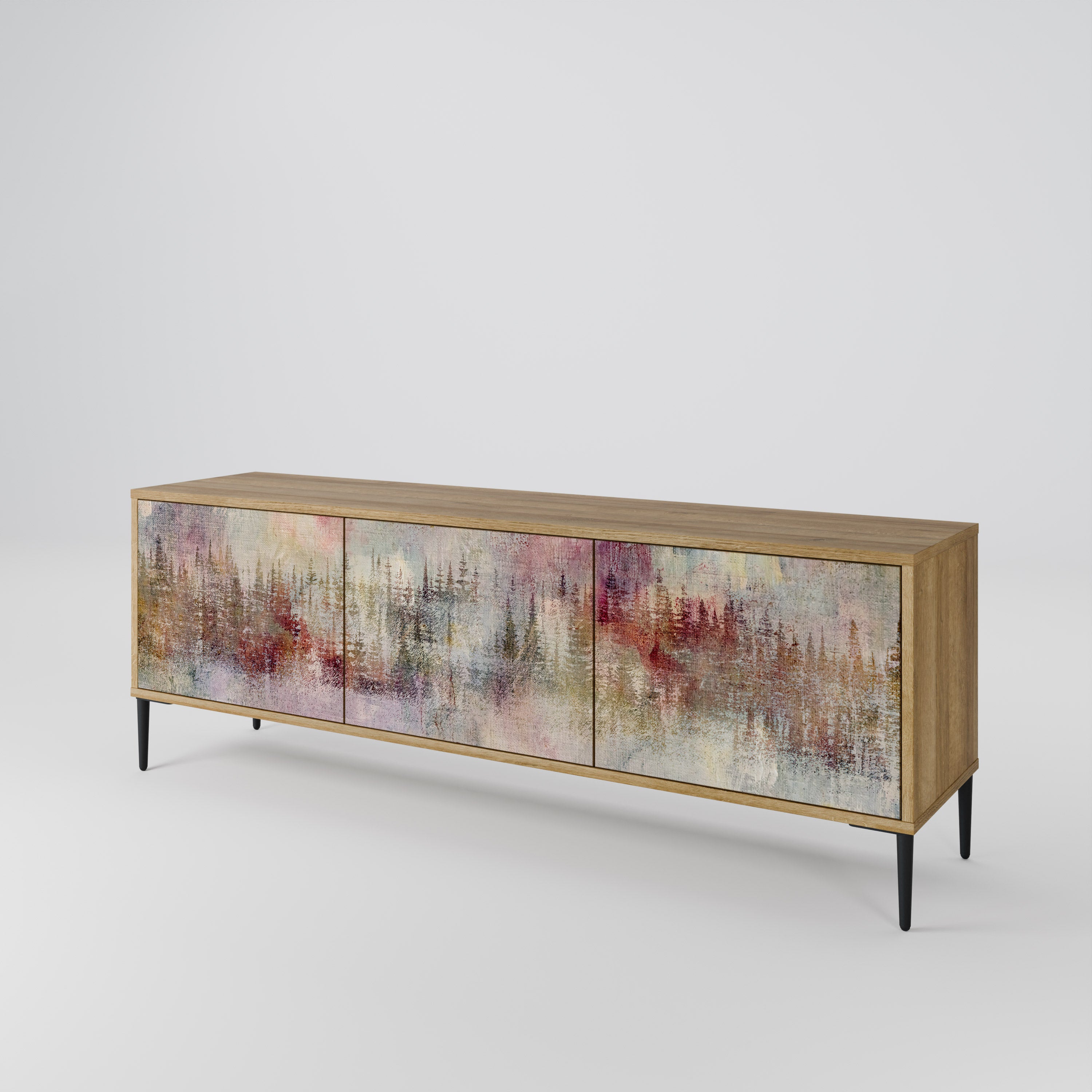 Mueble de TV de 3 puertas VEILED SUMMIT con efecto roble