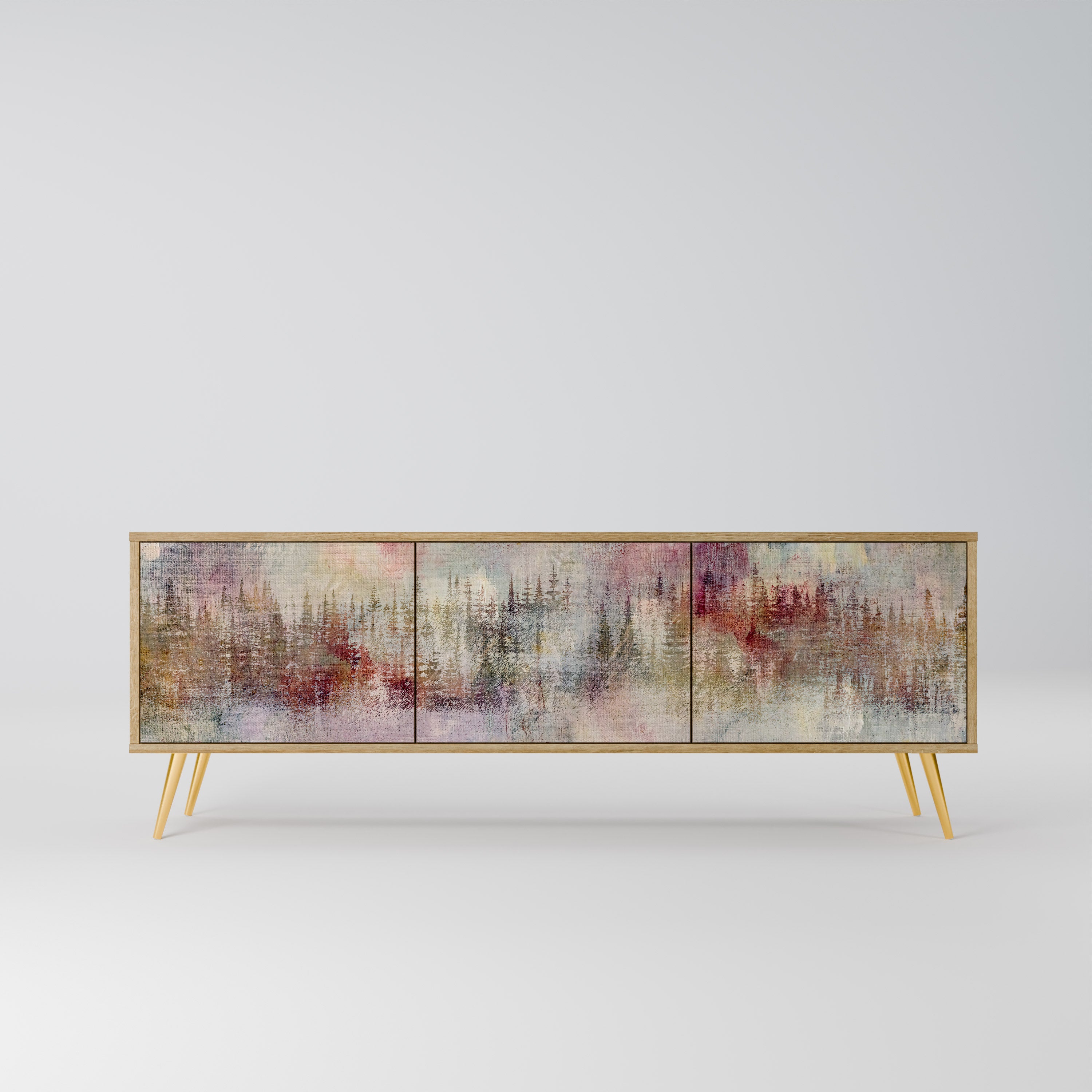 Mueble de TV de 3 puertas VEILED SUMMIT con efecto roble