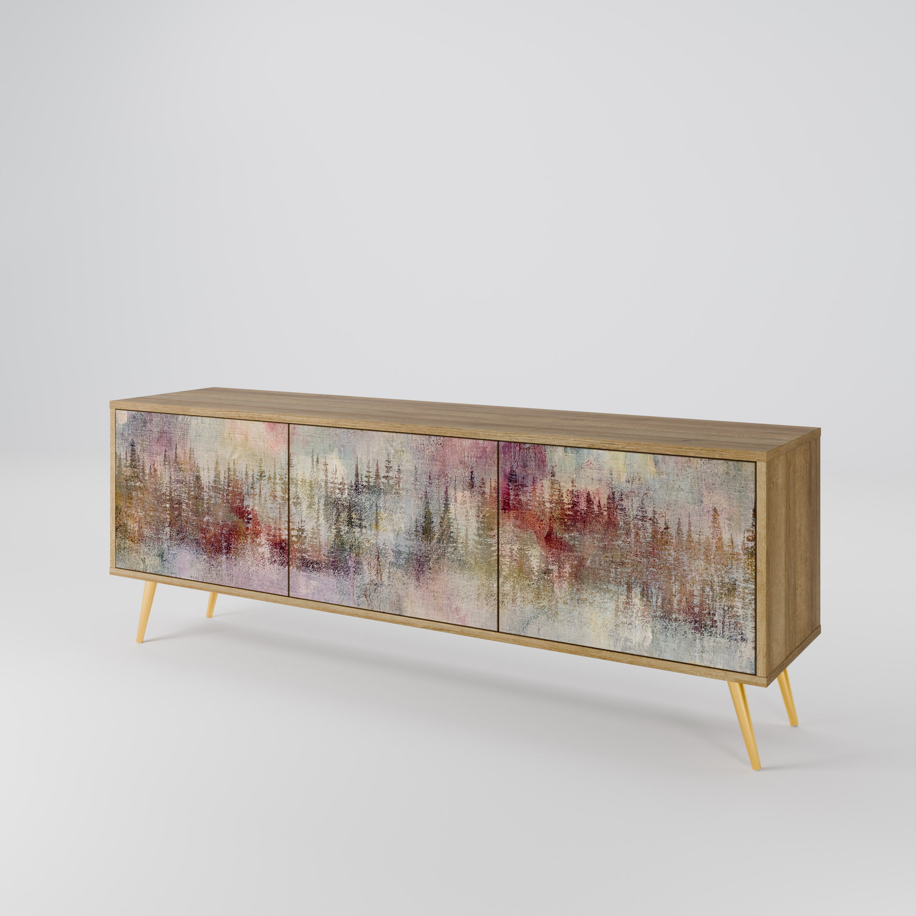 Mueble de TV de 3 puertas VEILED SUMMIT con efecto roble
