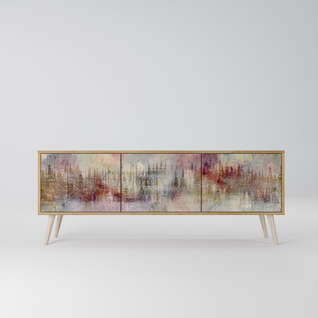 Mueble de TV de 3 puertas VEILED SUMMIT con efecto roble