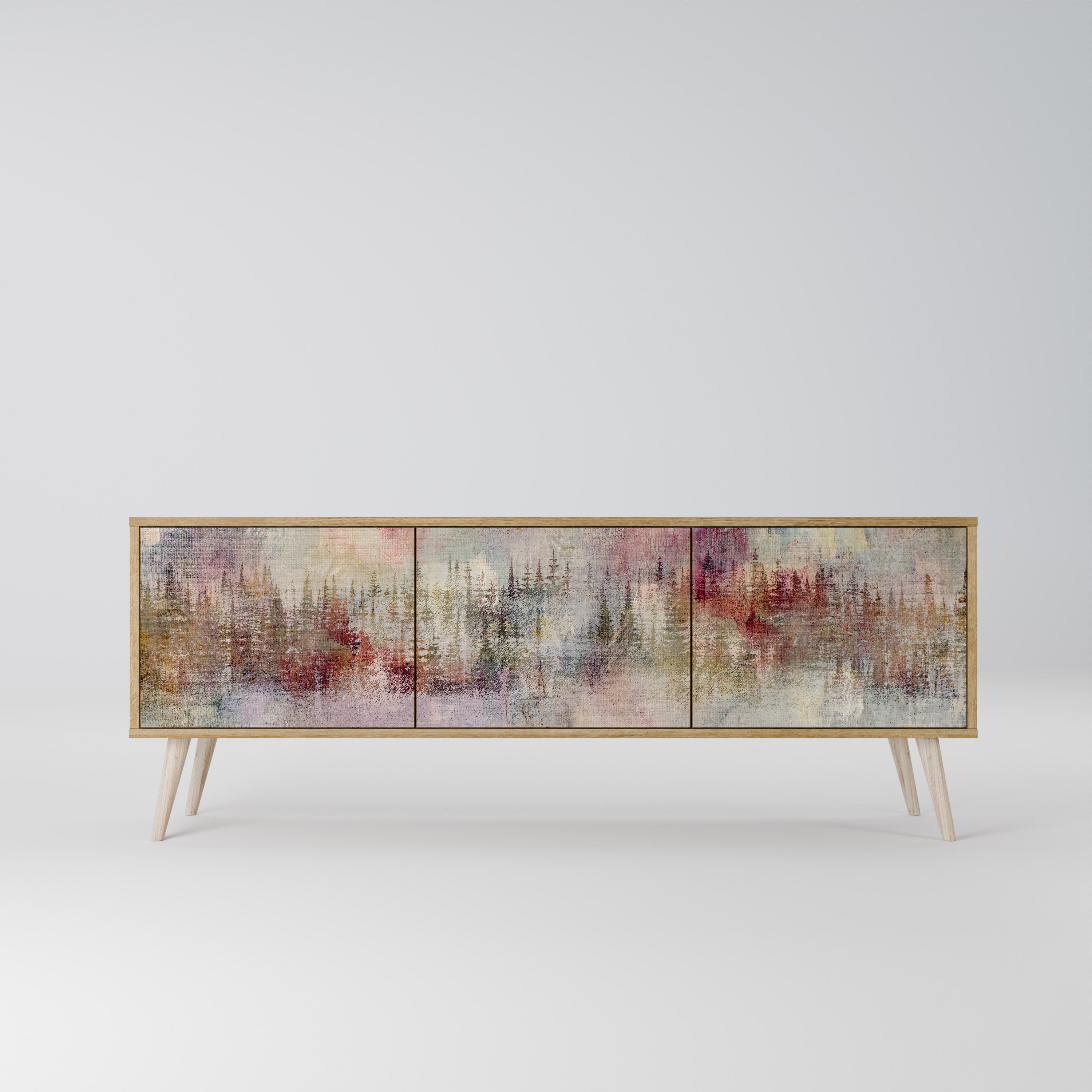 Mueble de TV de 3 puertas VEILED SUMMIT con efecto roble