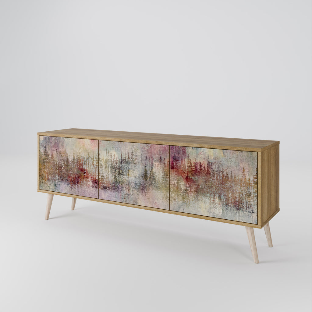 Mueble de TV de 3 puertas VEILED SUMMIT con efecto roble