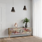 VEILED SUMMIT Mueble de TV de 3 Puertas en Efecto Roble