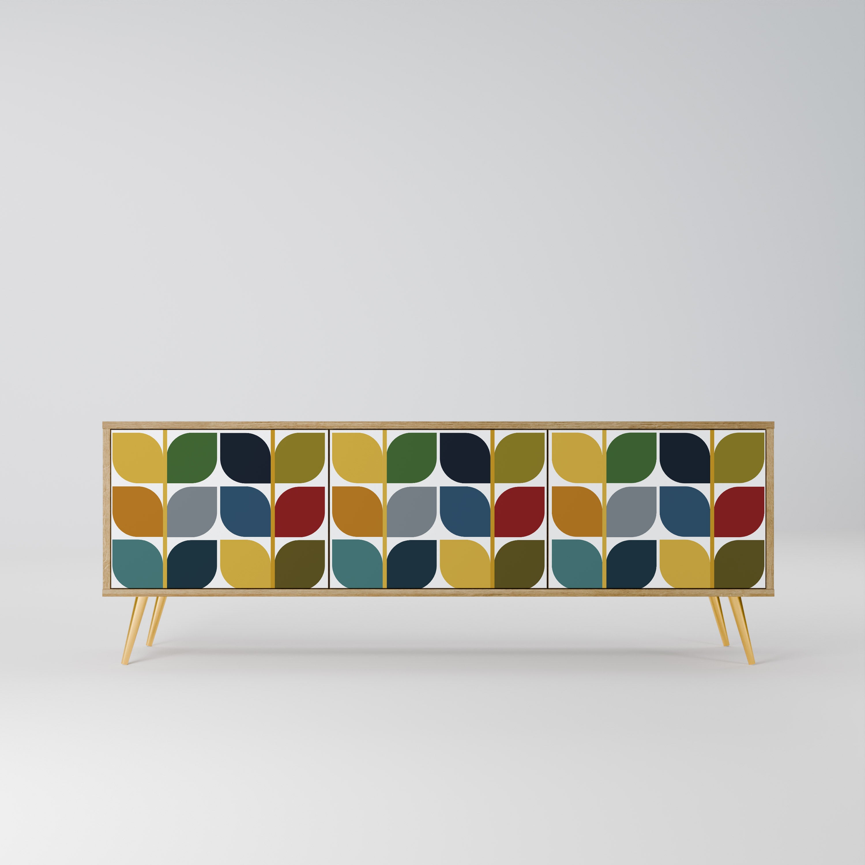 Mueble de TV de 3 puertas WEIGHTLESS HOURS con efecto roble